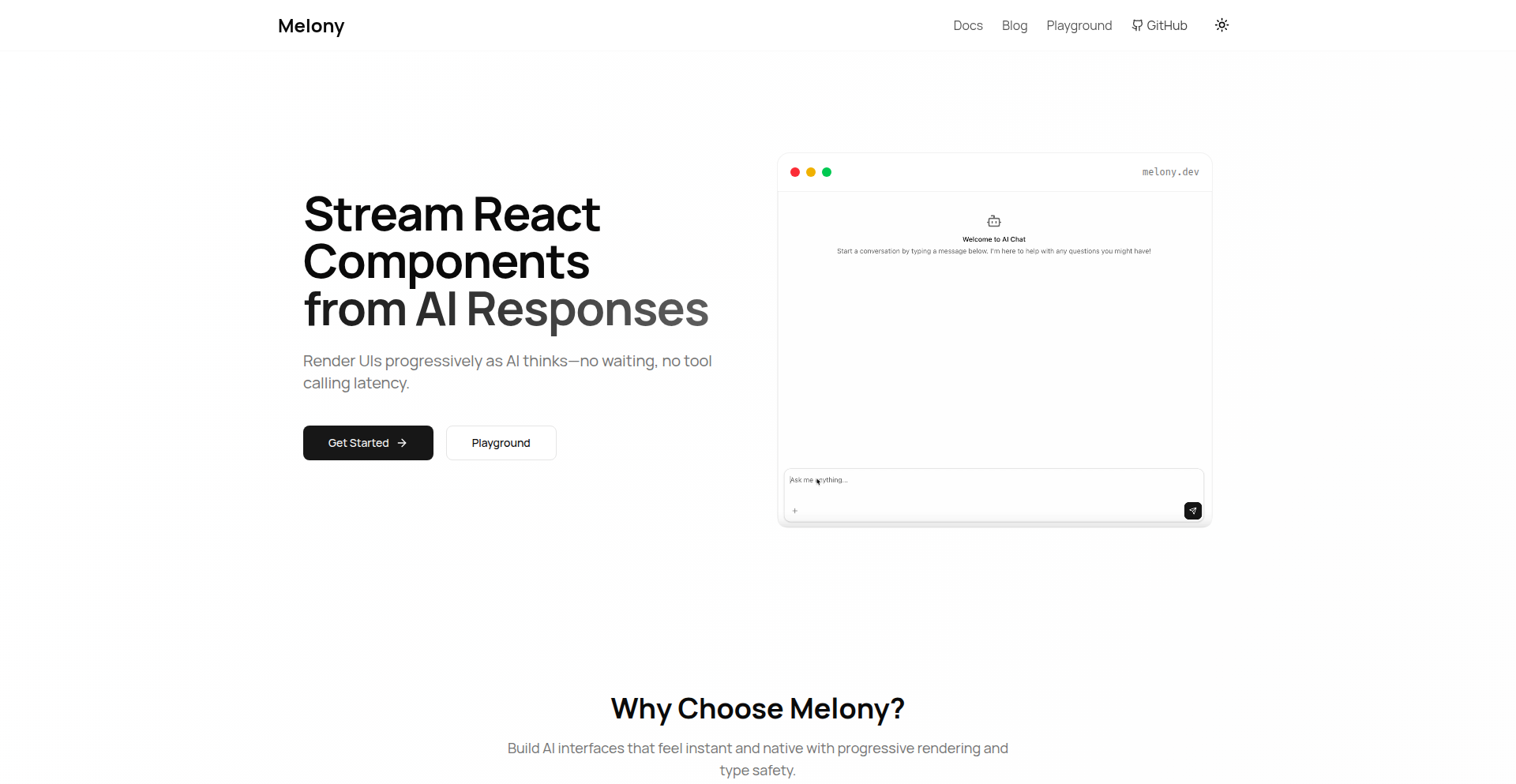 Melony-AI实时React UI生成