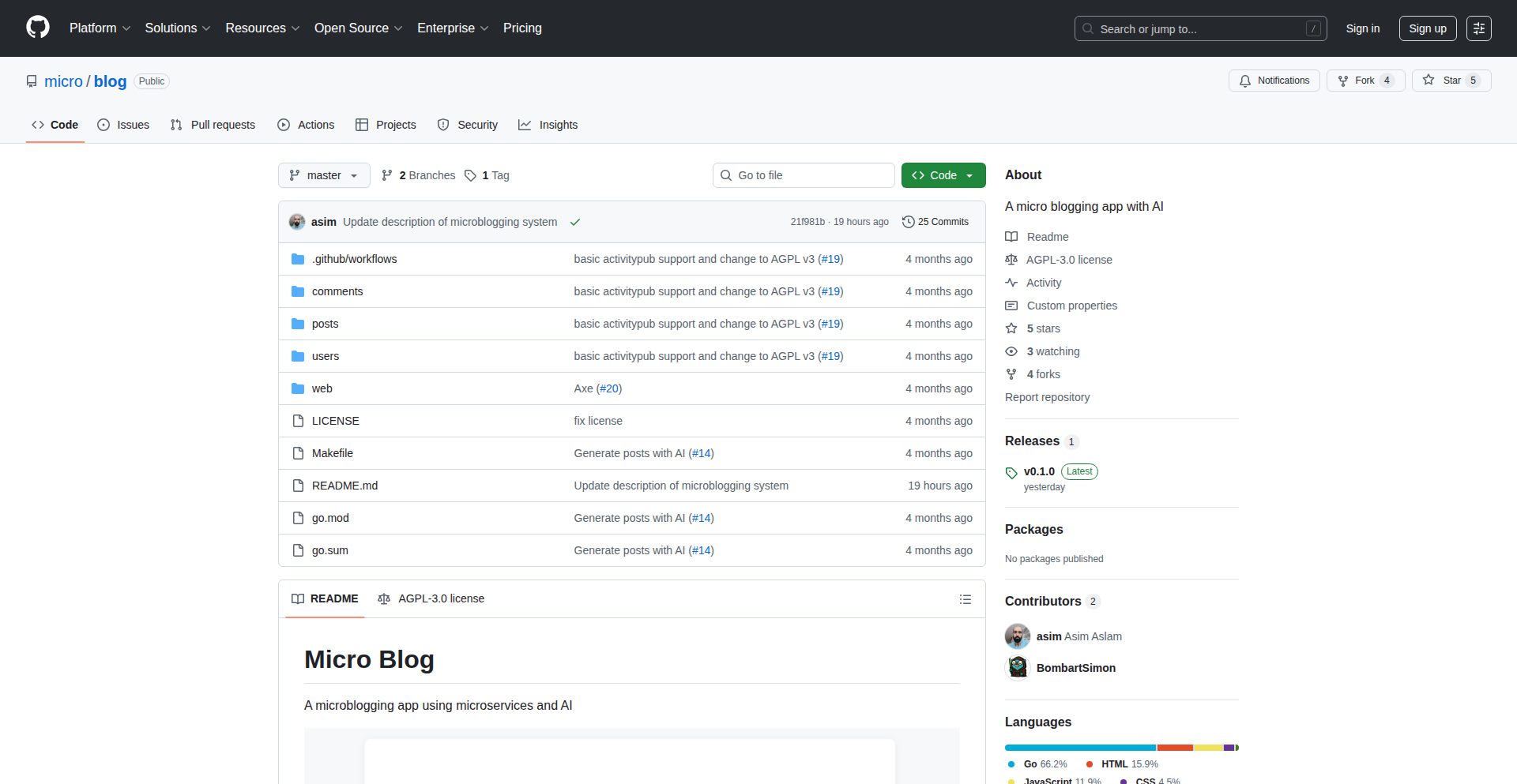 AI駆動型マイクロブロギングアプリ「Micro Blog」