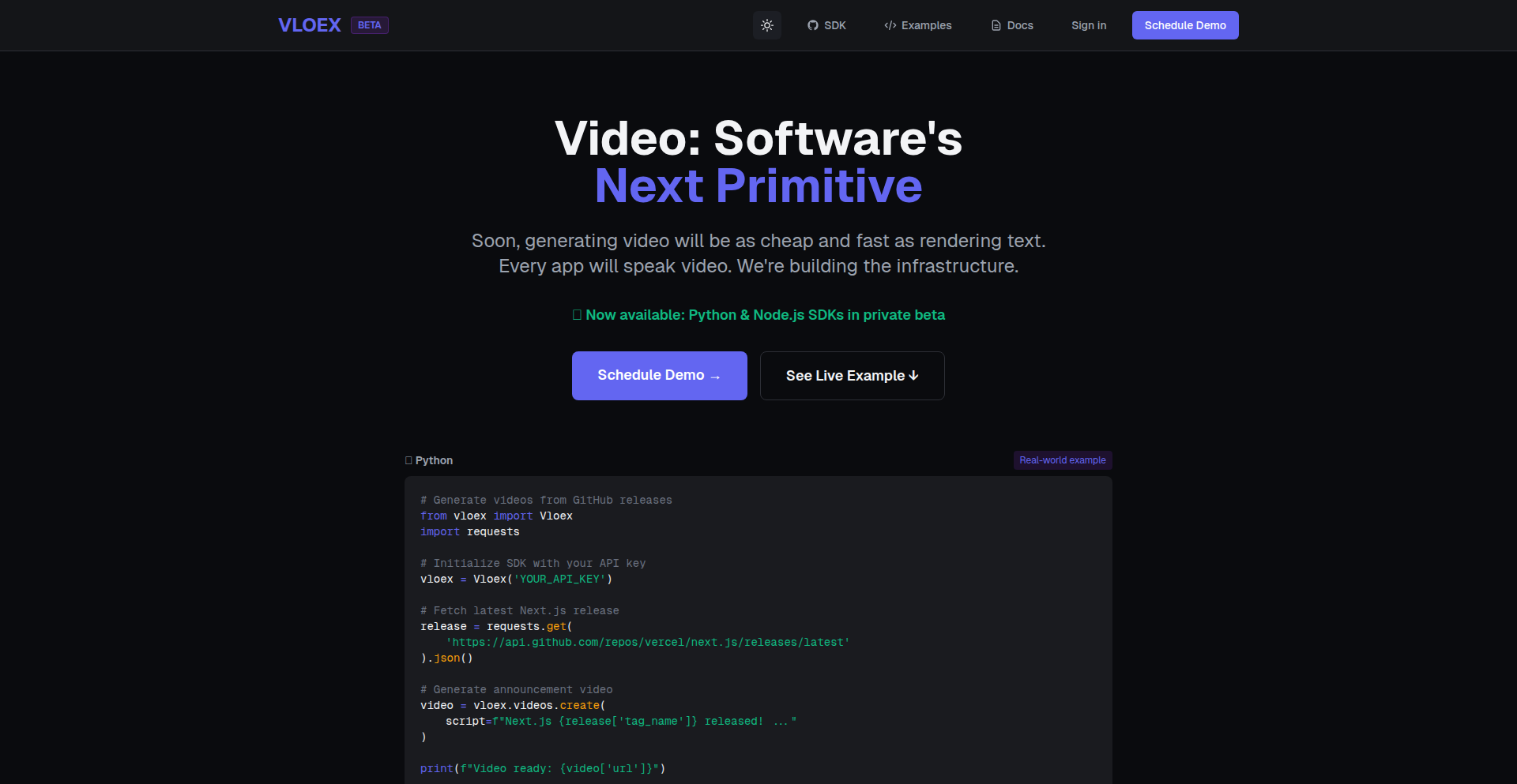 Vloex: Video Primitives Engine