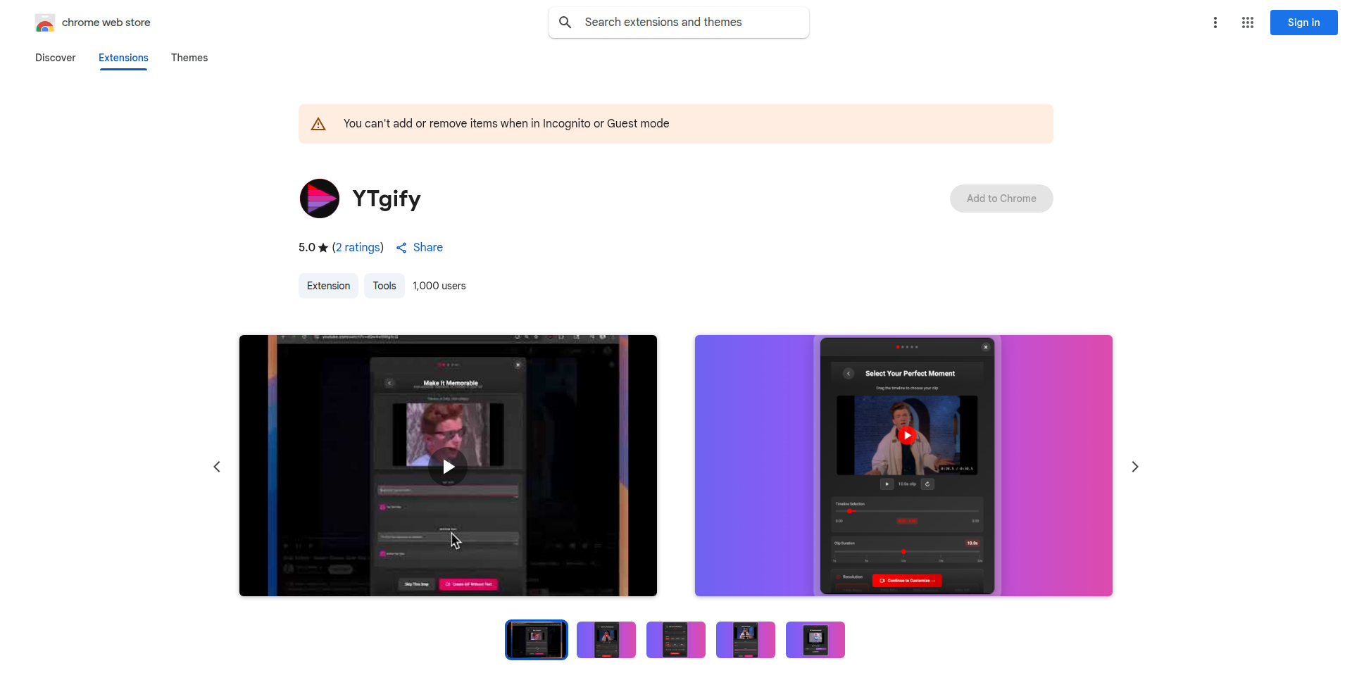 In-Player YouTube GIF Generator