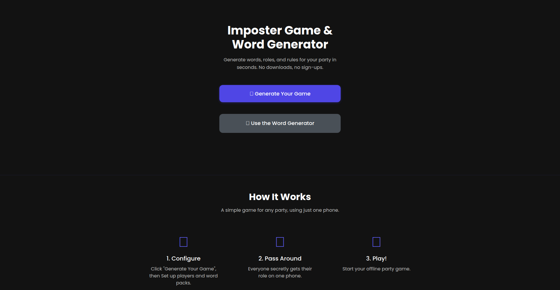 Imposter Game Generator: 趣味聚会游戏创意生成器