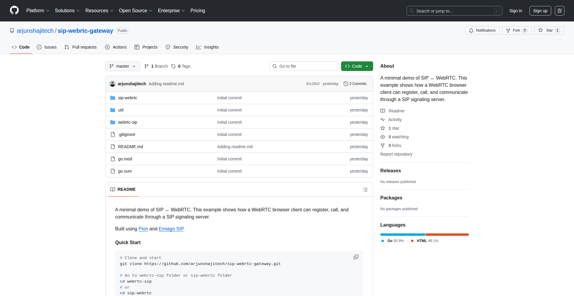 WebRTC SIP 桥梁 Demo