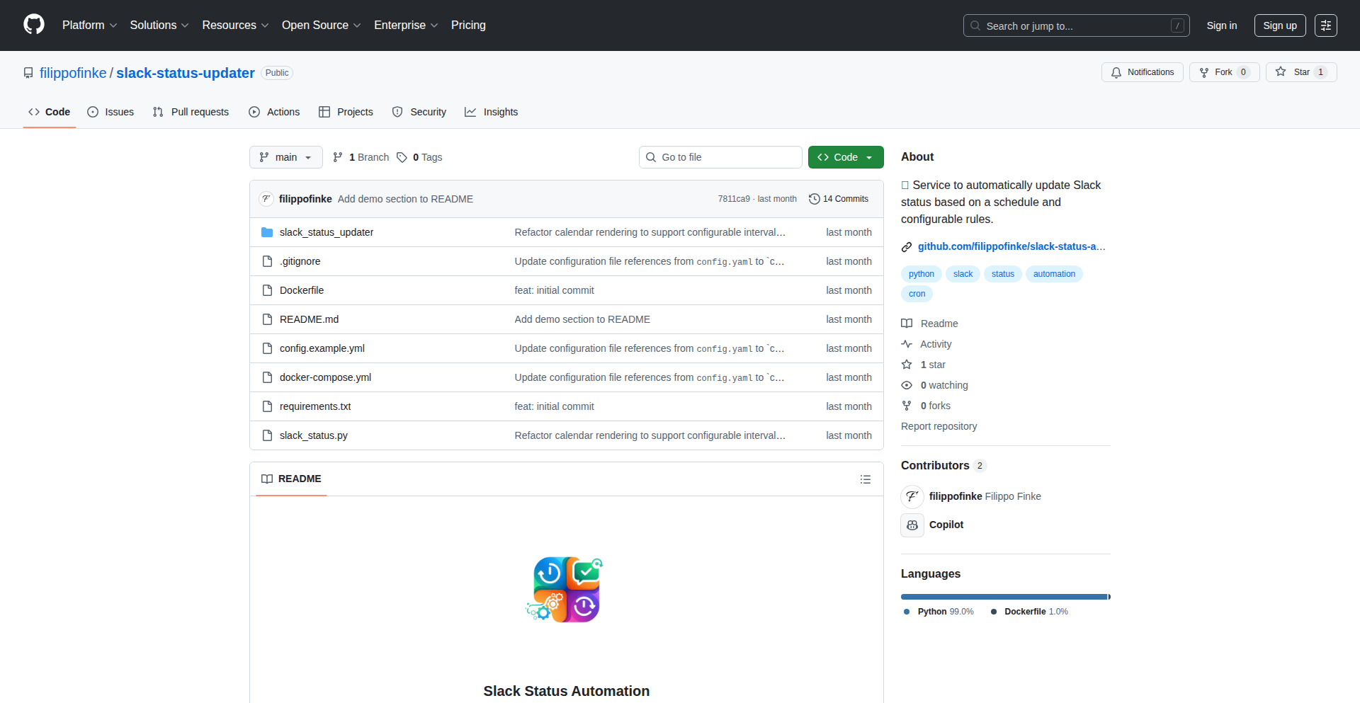 Slack 定时定则状态同步器