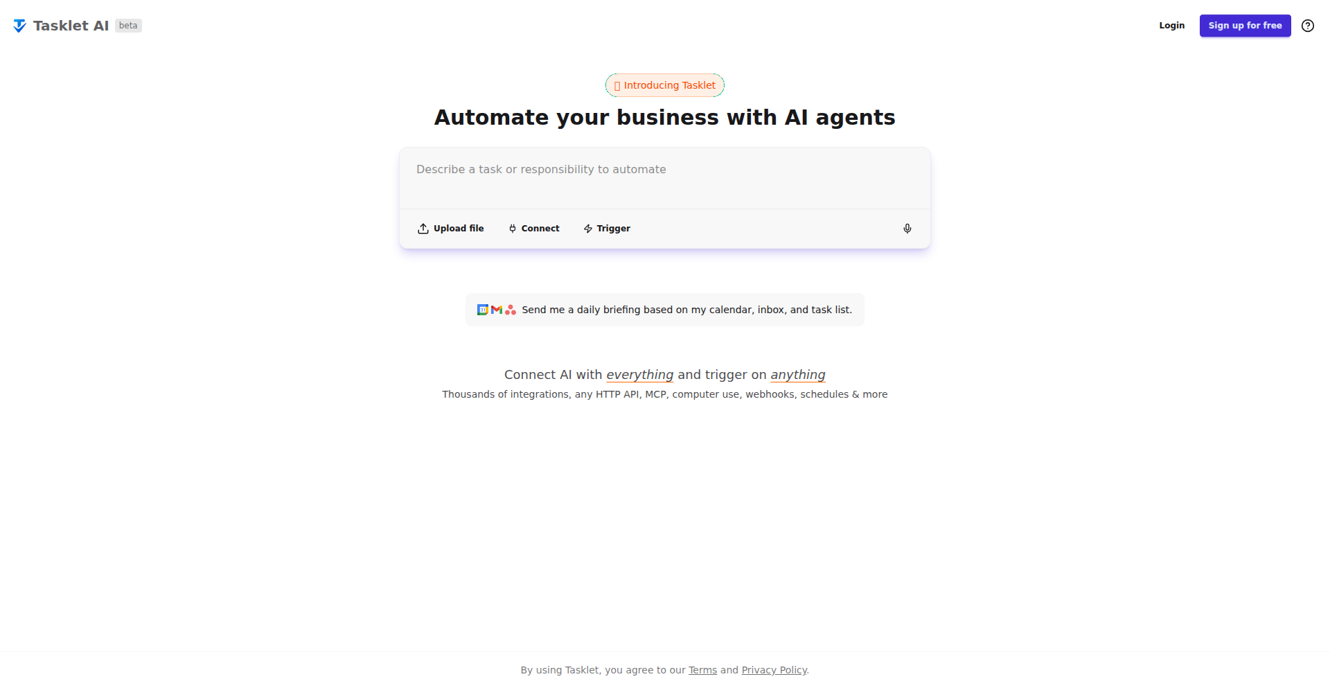 AI Agent 任务编排器 Tasklet