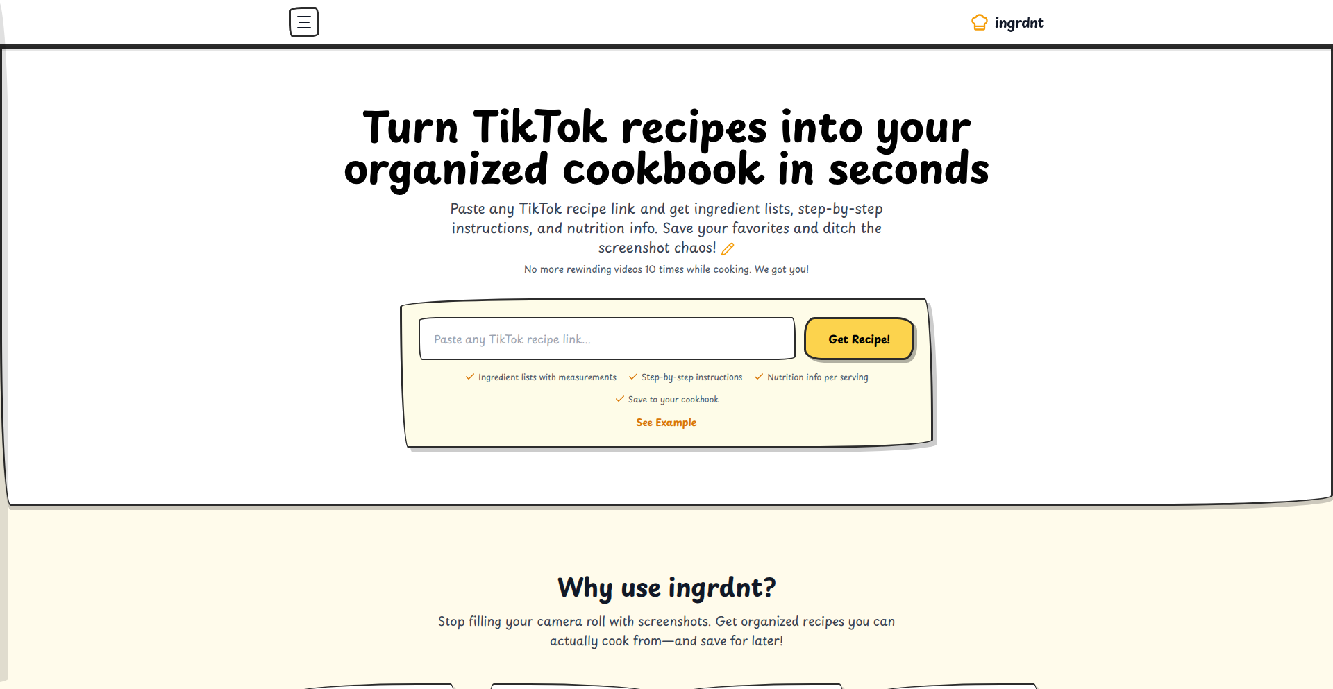 IngrdntAI: 智能TikTok食谱解析助手