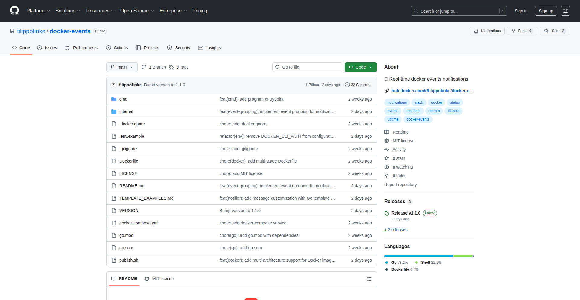 Docker实时事件通知多通道网关