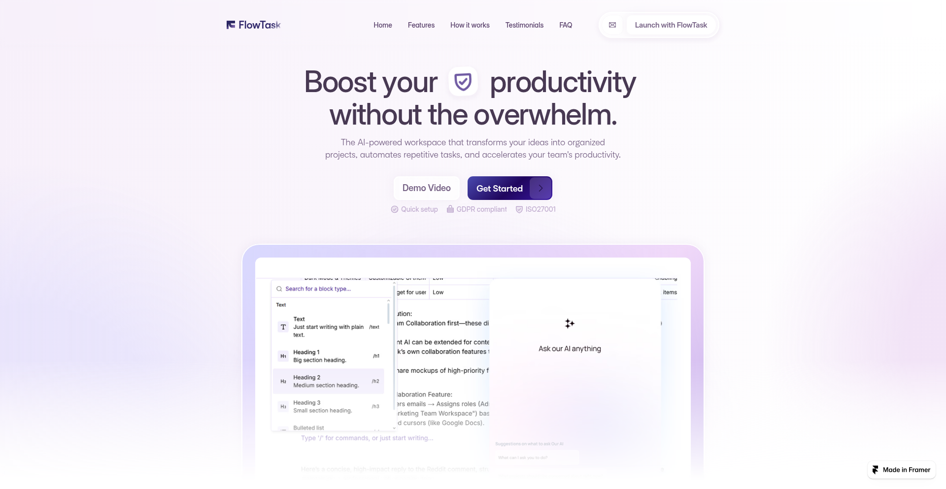 FlowTask: AI驱动的SaaS即时工作空间生成器