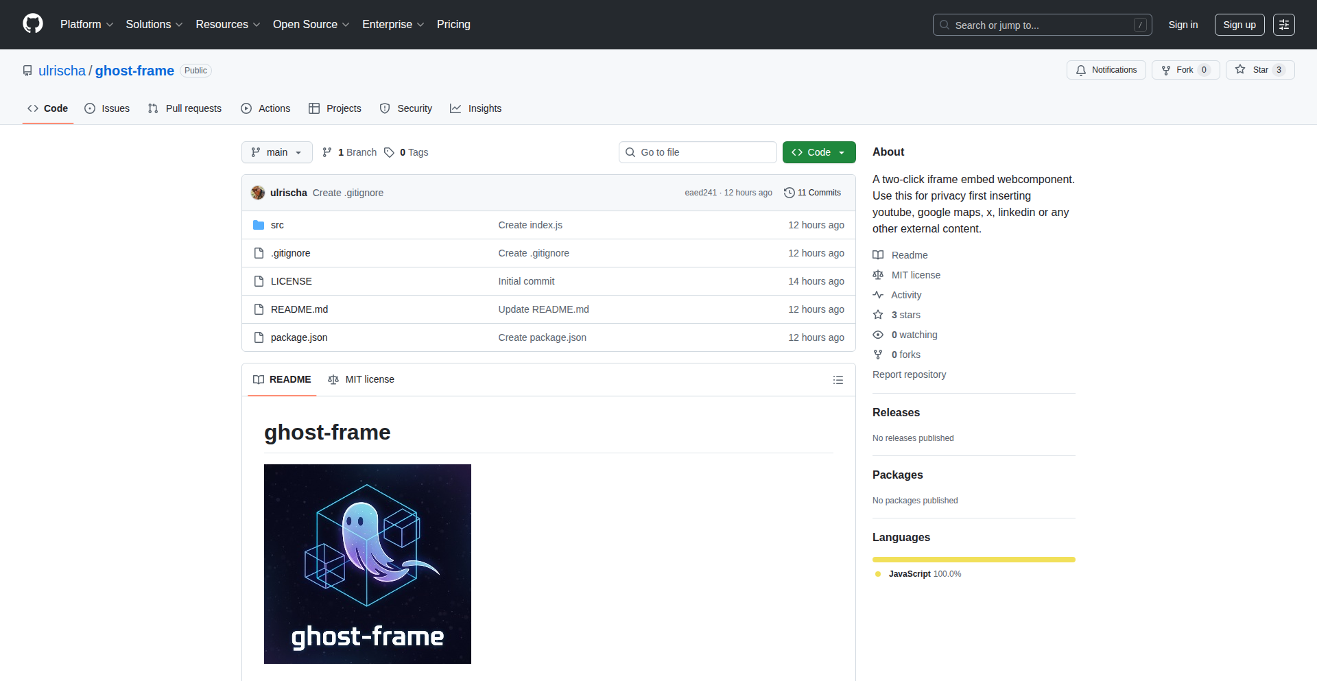 Ghost-Frame: 两步嵌入式Web组件