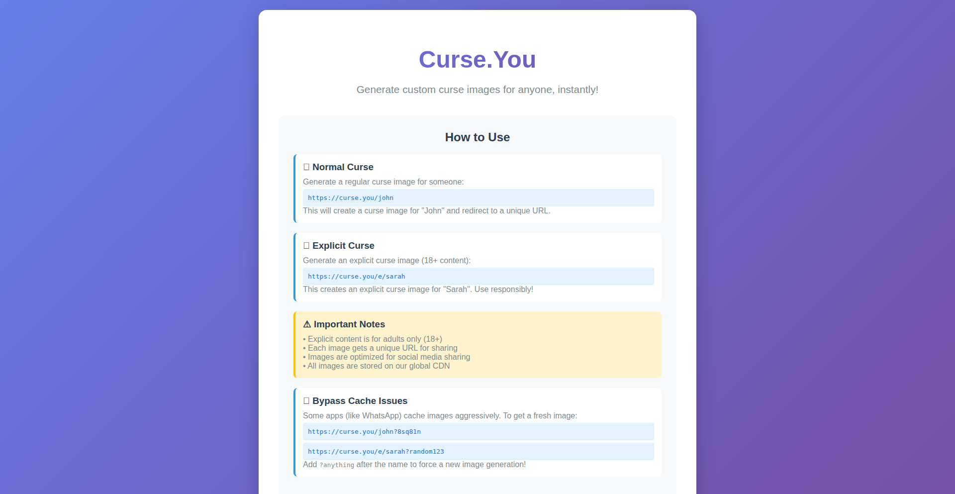 Curse.You: ユーモアあふれるランダム悪態生成サービス
