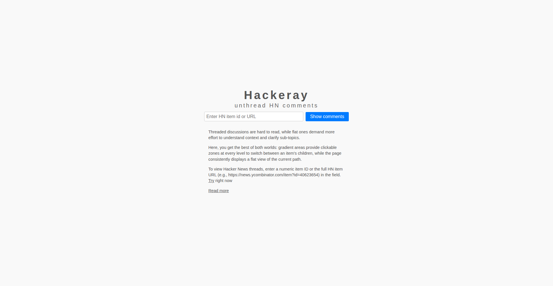 Hackeray: Threaded HN Comment Navigator