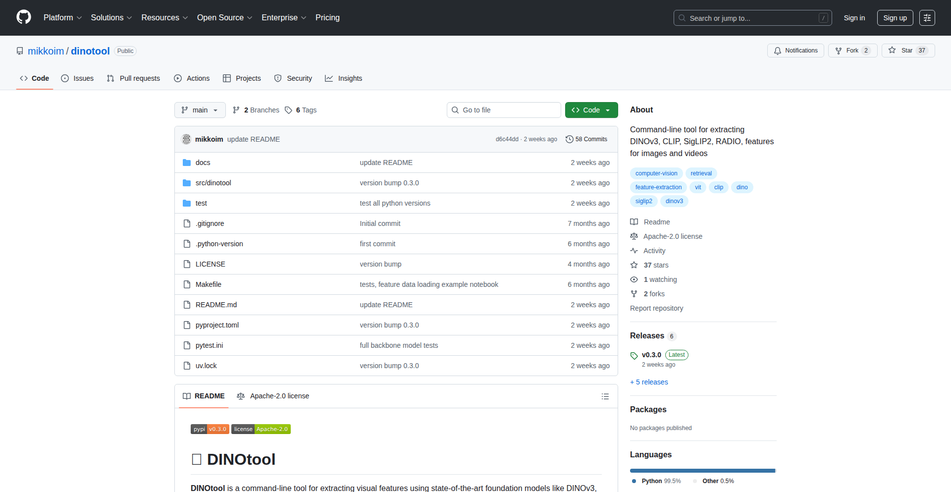 DINOtool: Vision Transformer Feature Extractor