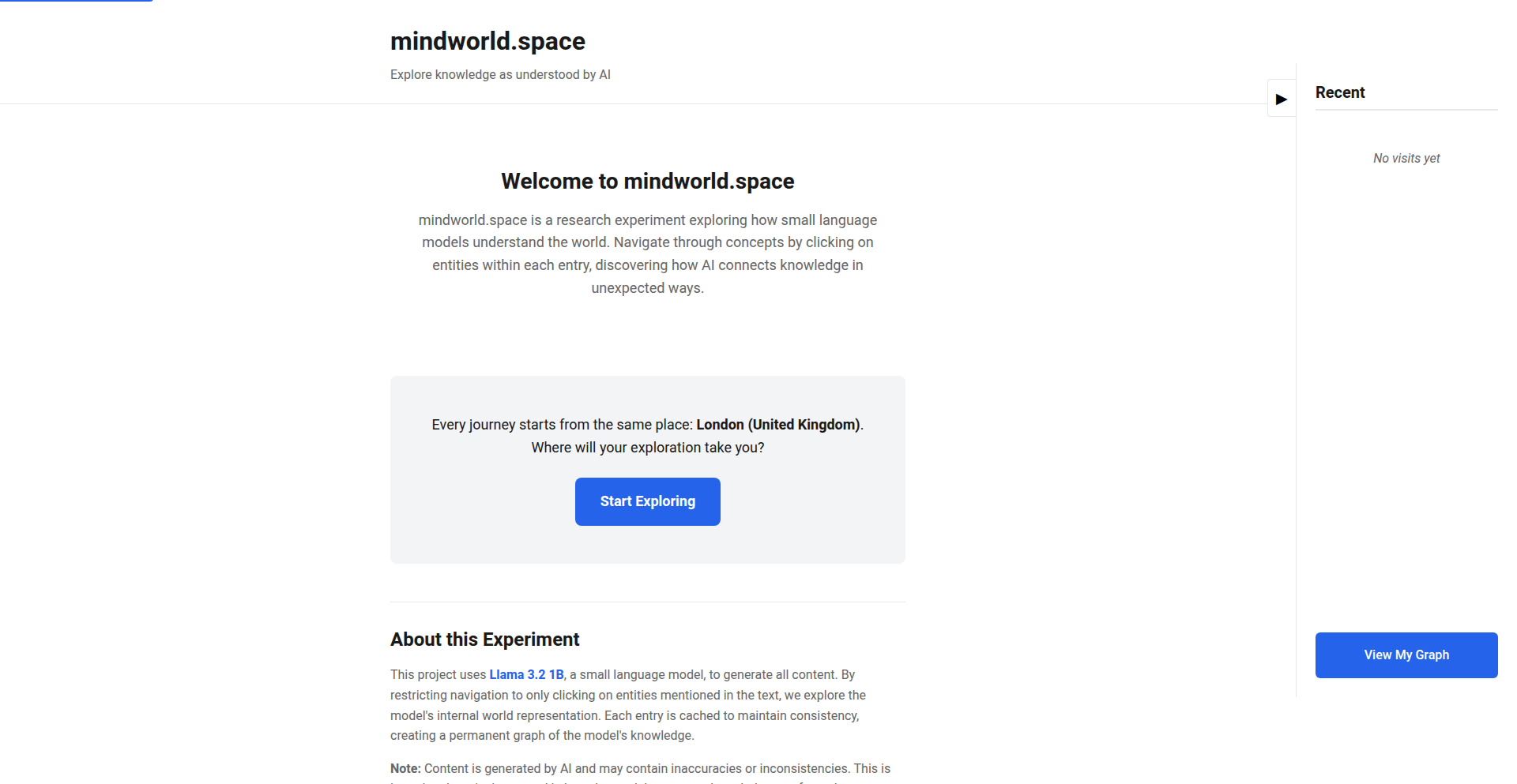 Mindworld.space: Llama驱动的无搜索知识漫游空间