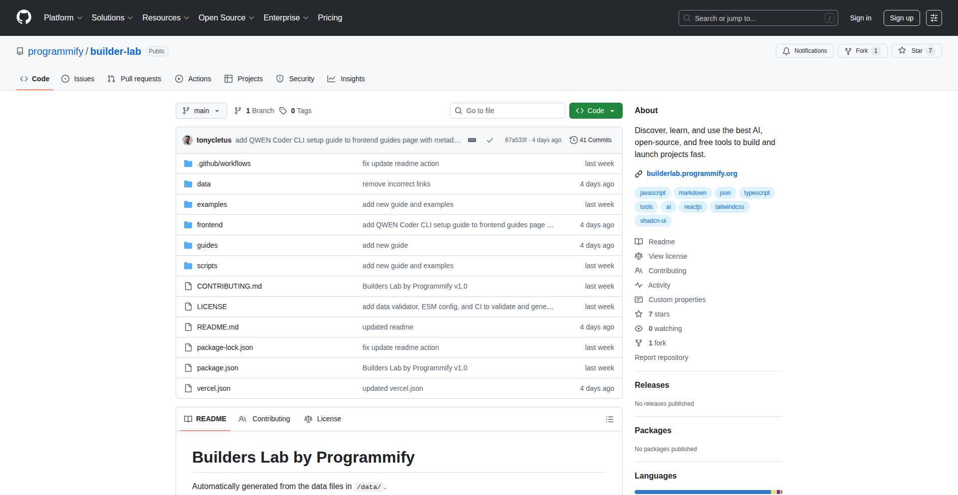 Builder Lab: AI 与开源工具的智能聚合器