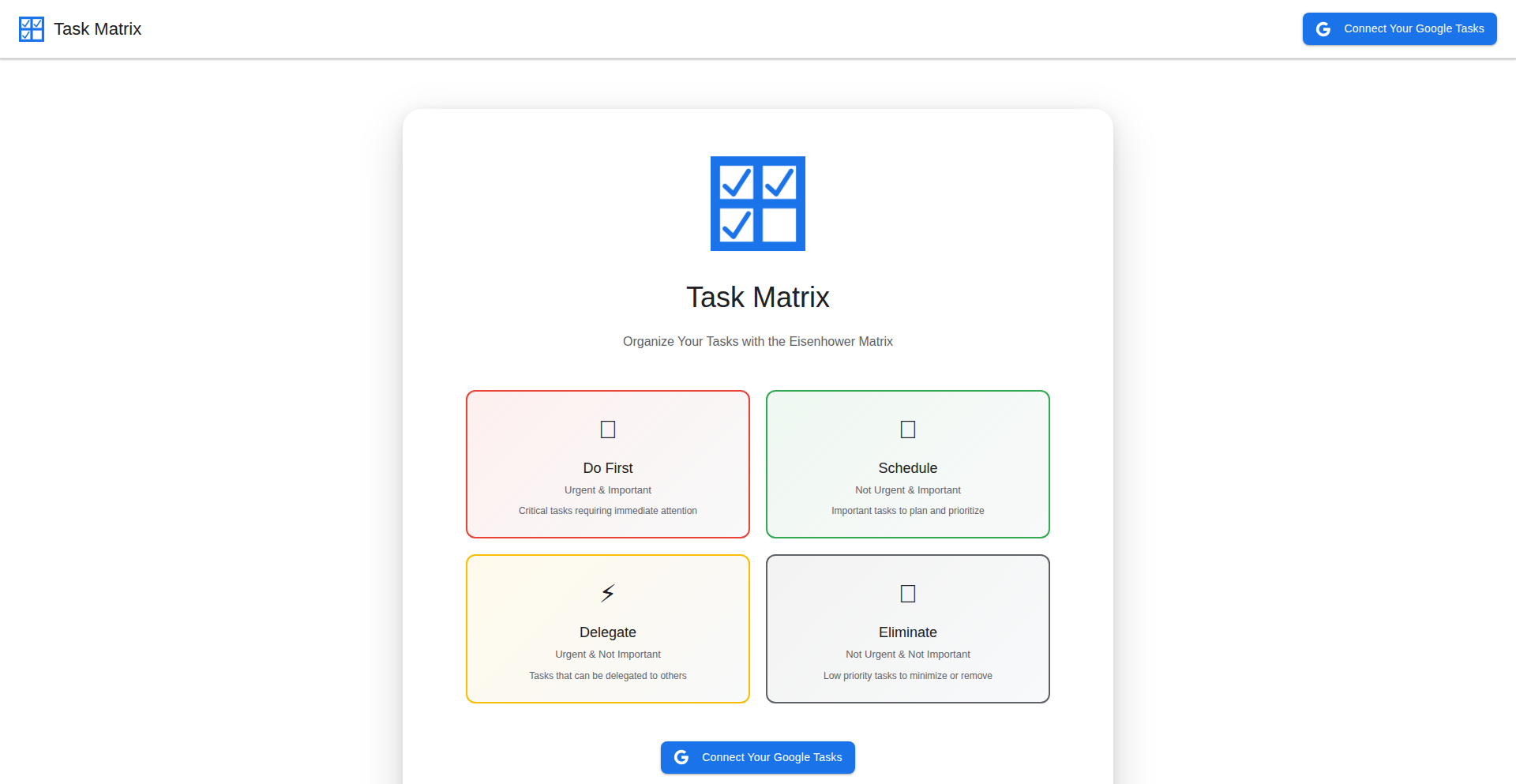 アイゼンハワー・マトリクス for Google Tasks