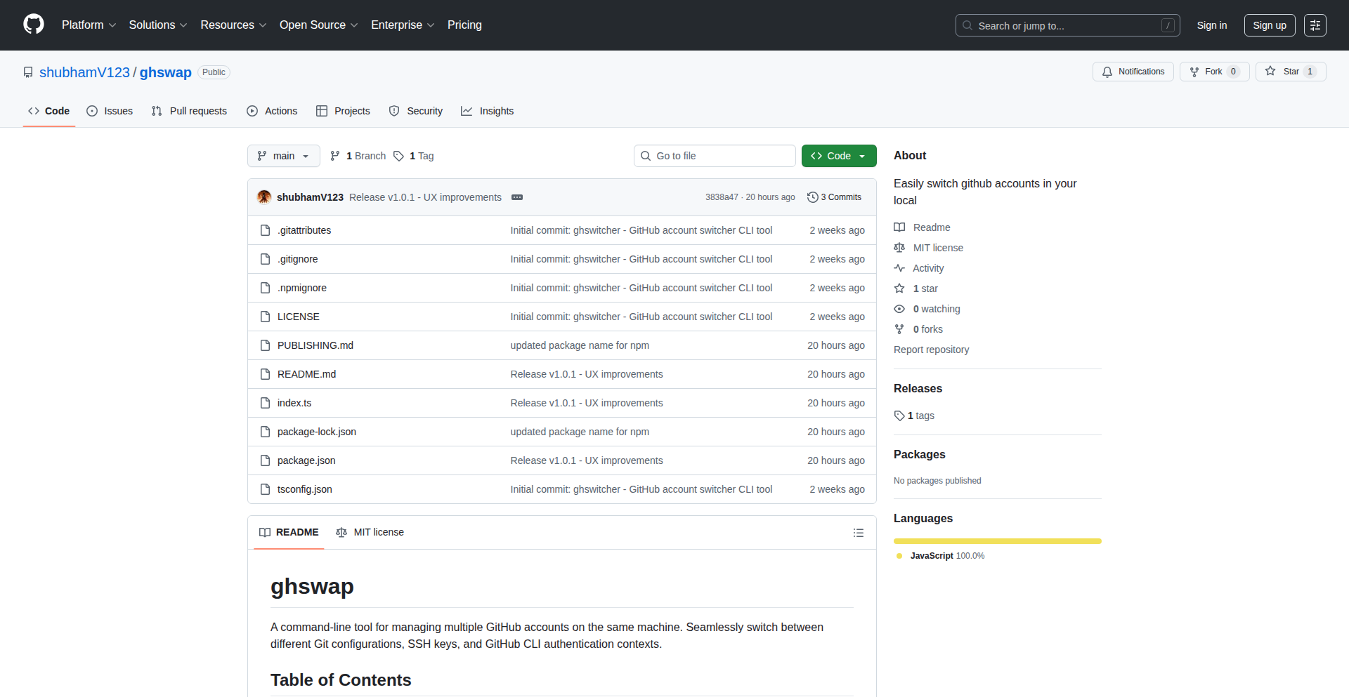 Ghswap: GitHub账户切换瑞士军刀