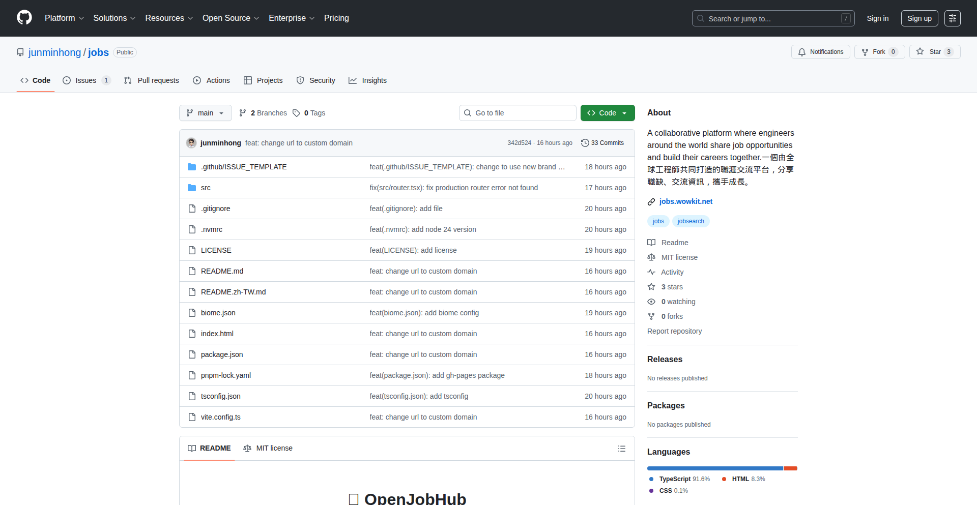 OpenJobHub: 工程师的开源招聘集市