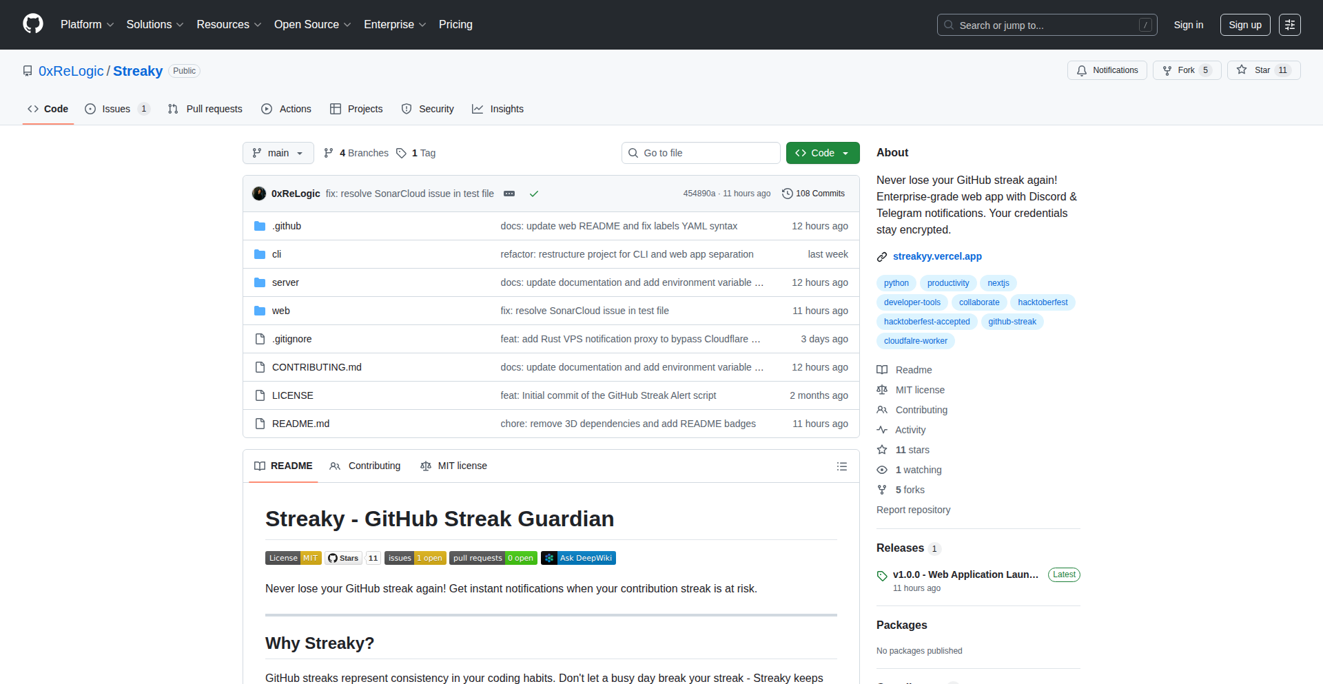 Streaky - GitHub 开发者生命线守护者