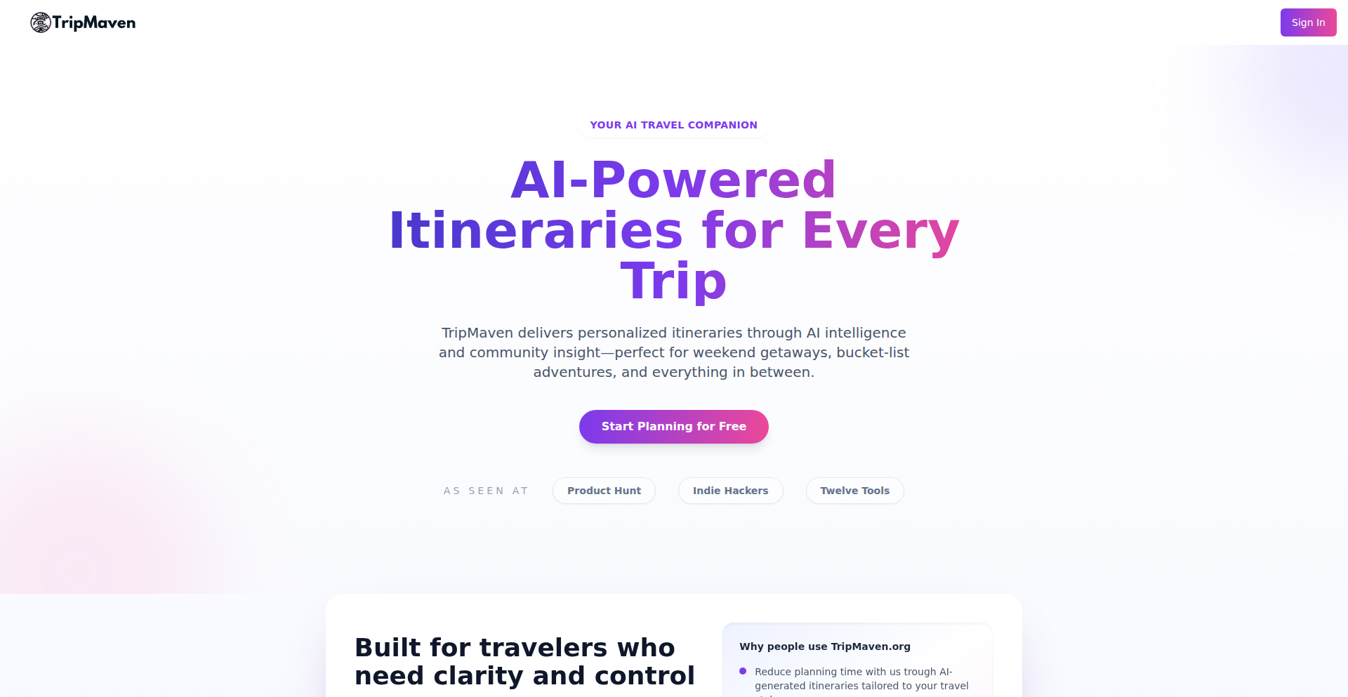 TripMaven AI 旅途规划师