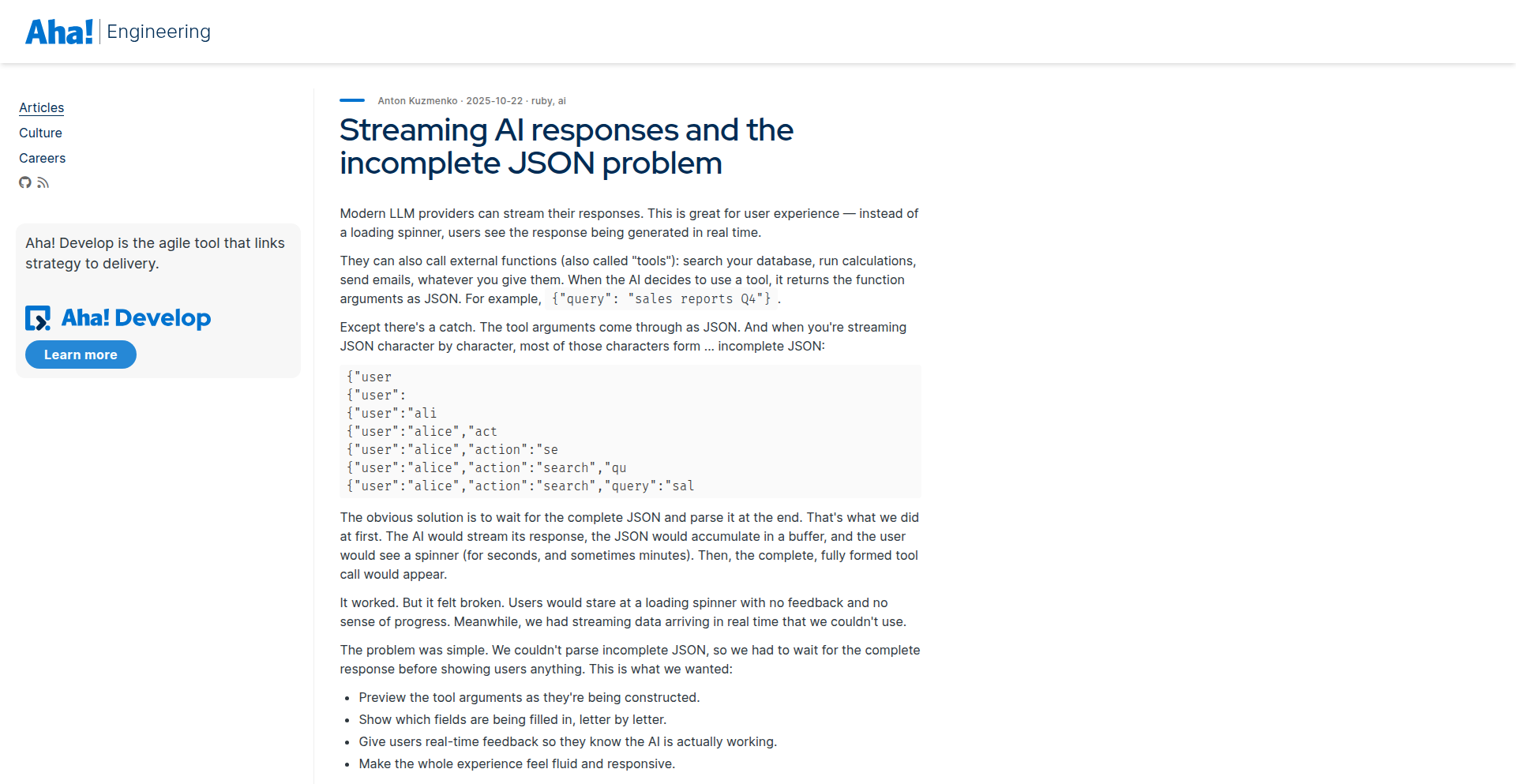 StreamJsonParser - LLM流式对话的增量JSON解析器