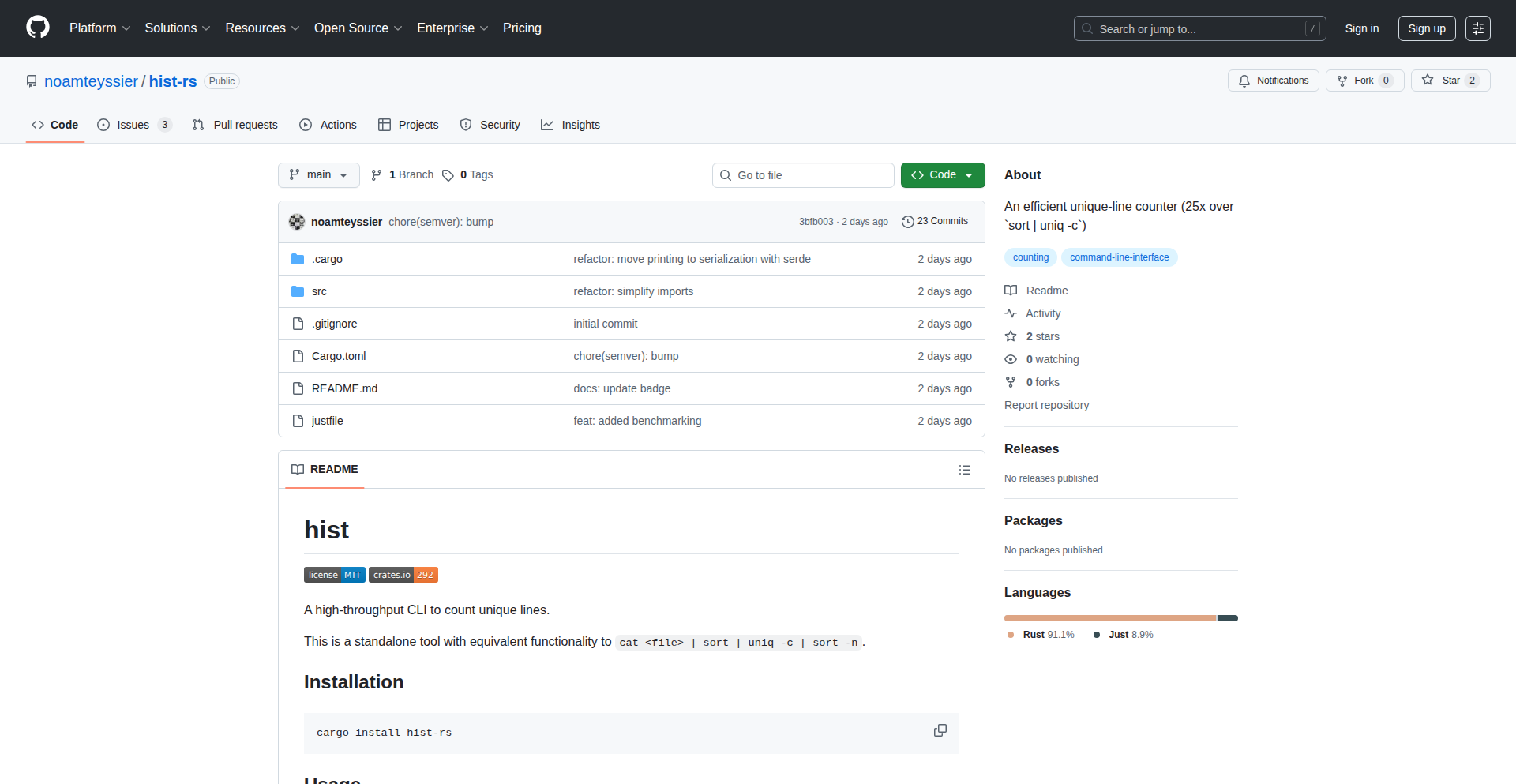hist: 高性能行计数与分析工具