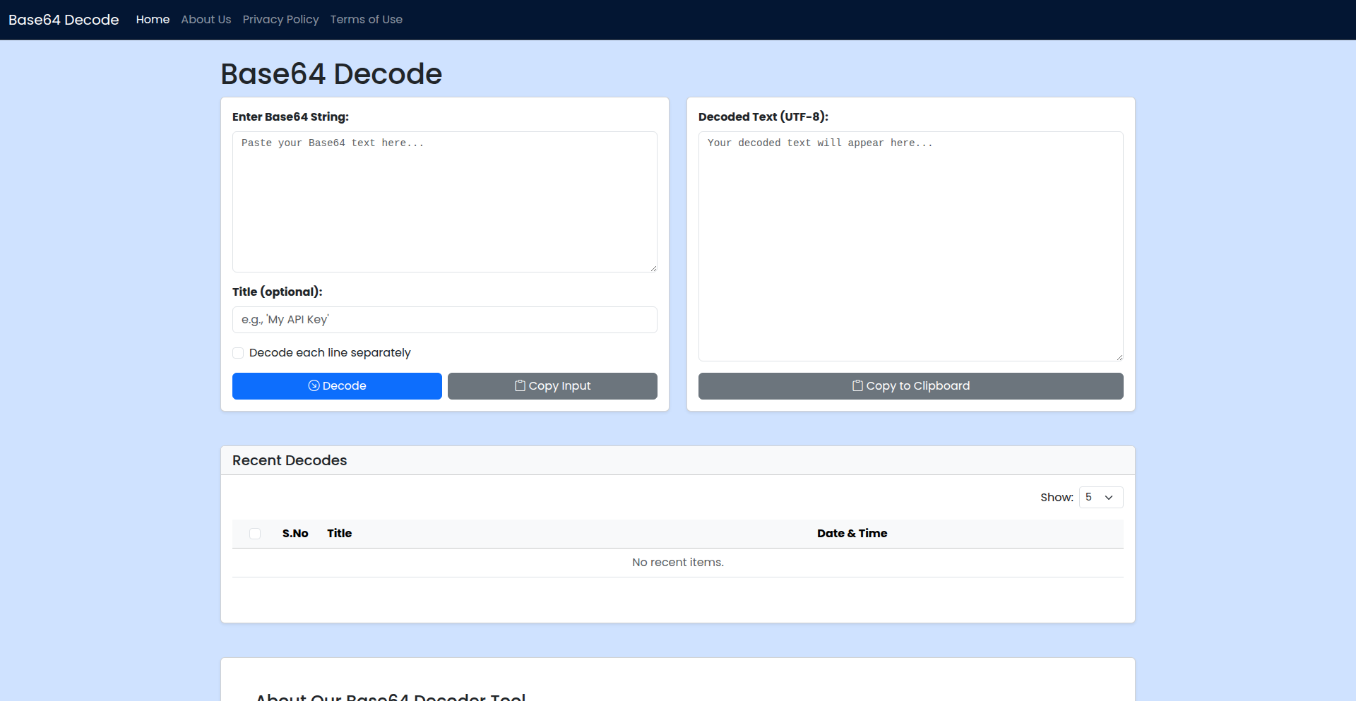 浏览器隐私Base64解码器
