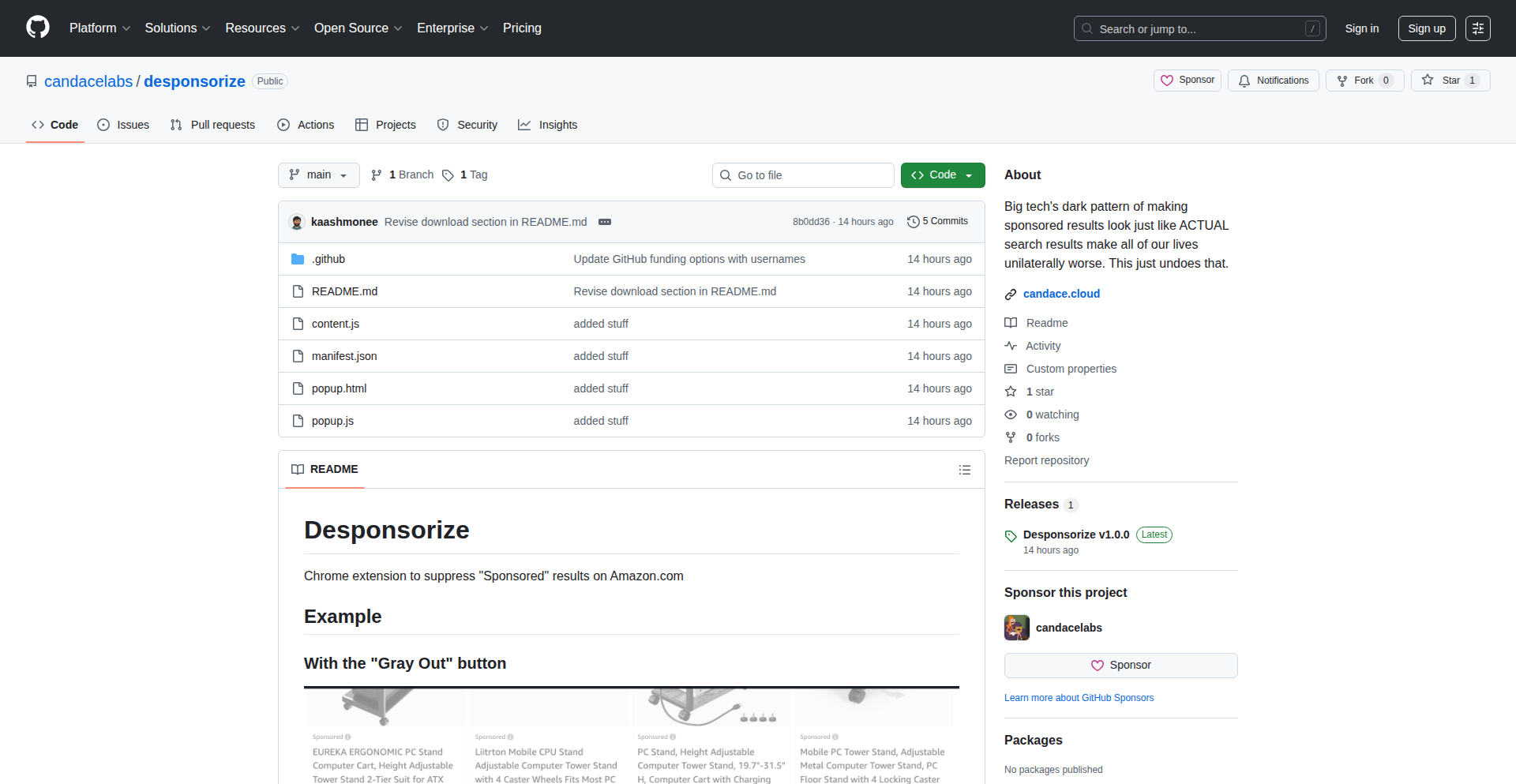 Desponsorize - 亚马逊广告隐身助手