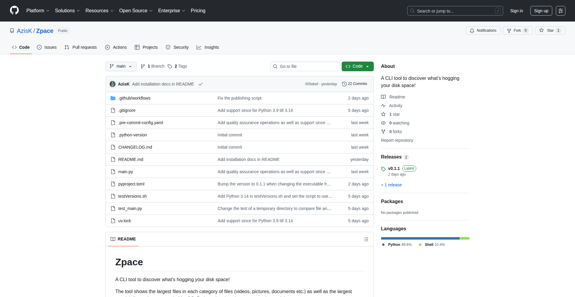Zpace 磁盘空间吞噬者检测器