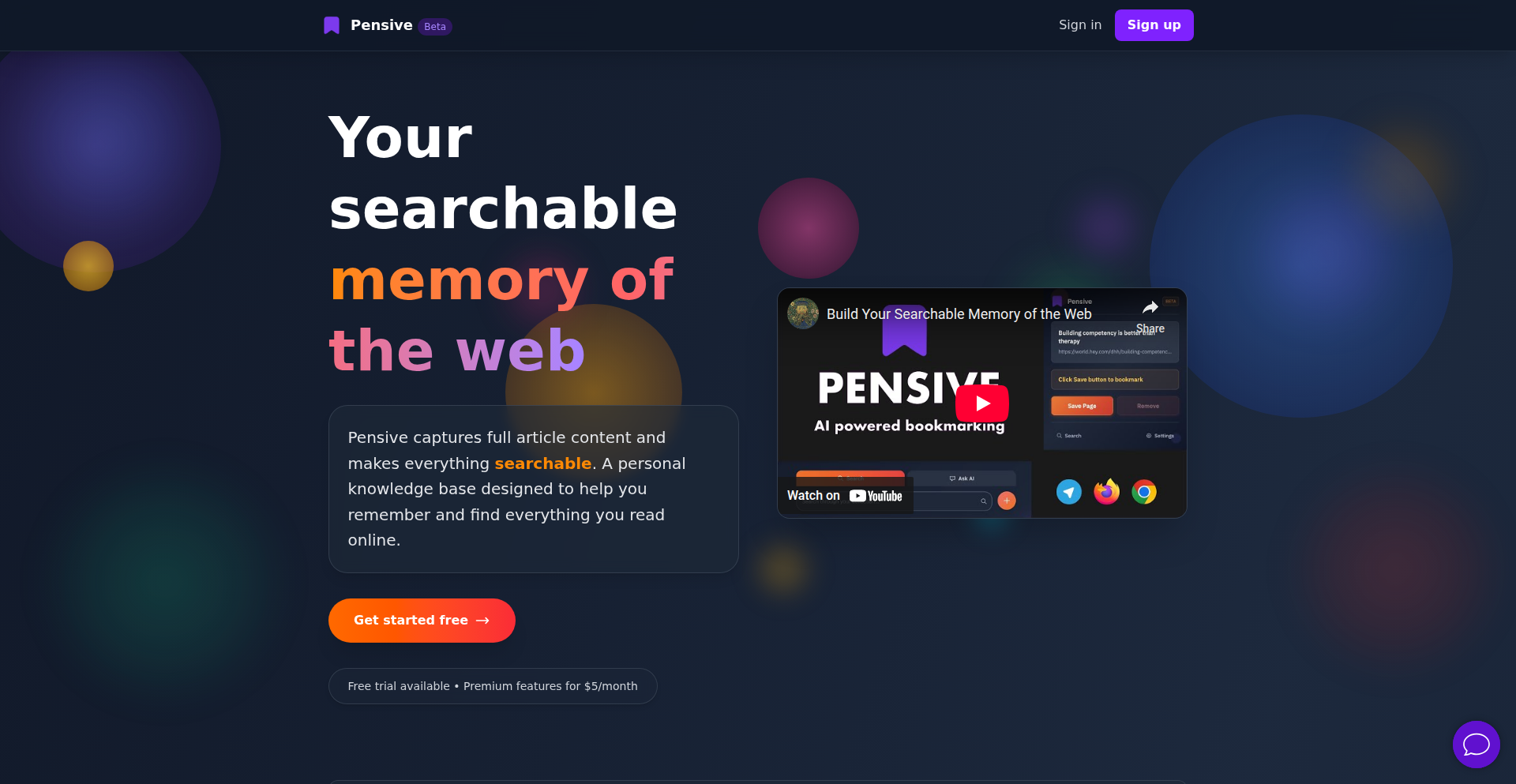 Pensive - 智能文本检索书签引擎