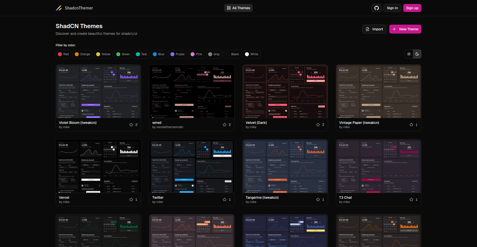 Shadcn/UI主题魔方