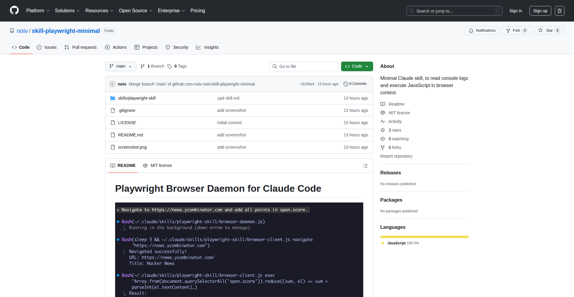 Claude-Playwright Minimalist Skill