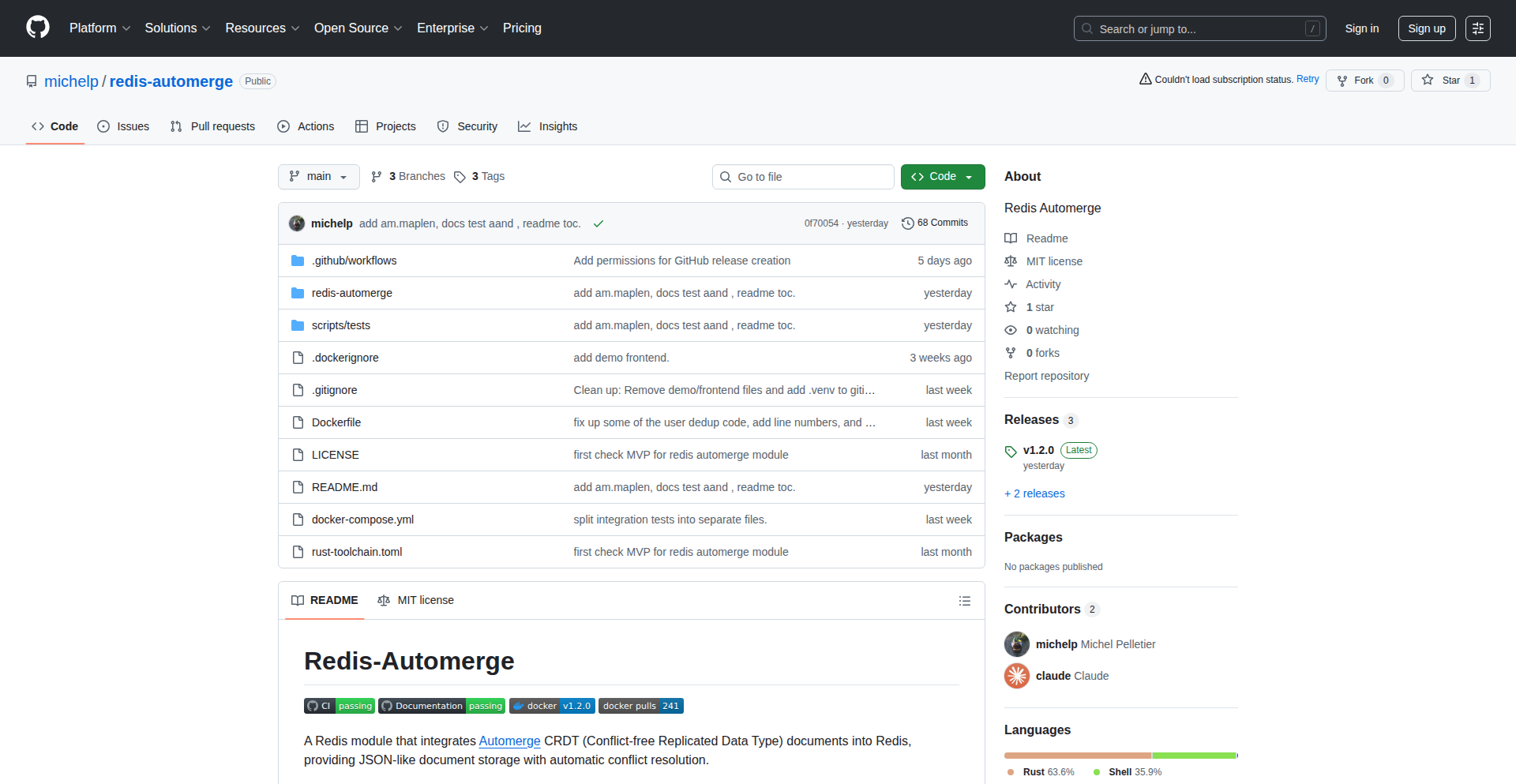 Redis-Automerge:实时协作文档的 Redis 模块