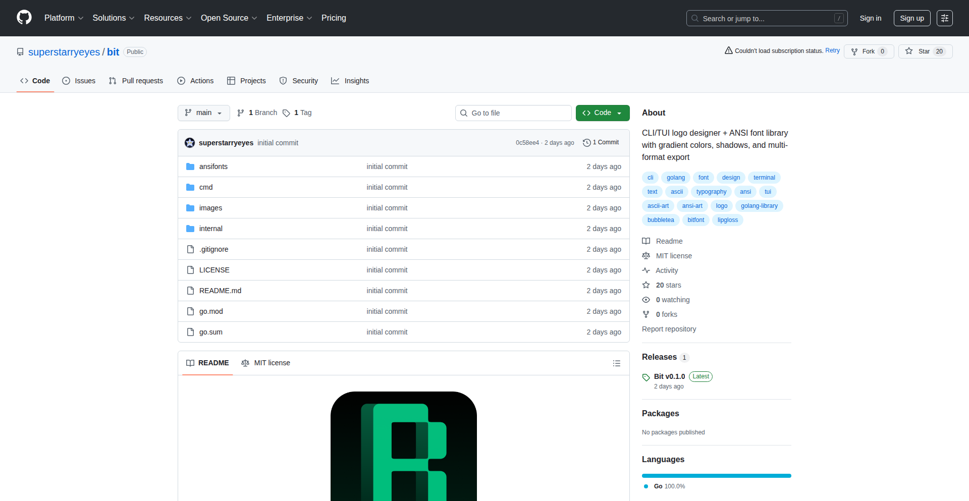Bit 字符徽标生成器 & TUI 字体库