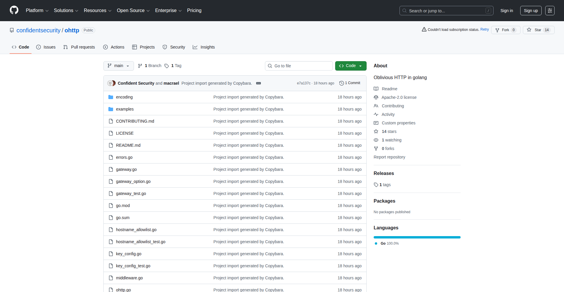 Go OHTTP Privacy Layer