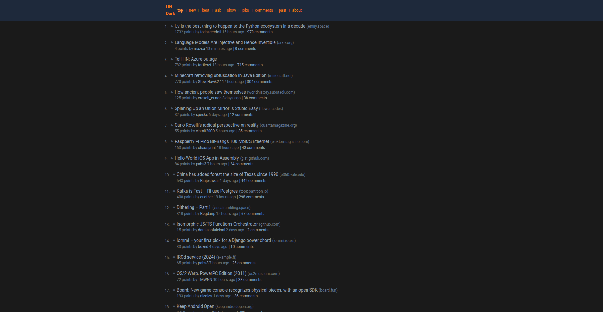 Hacker News Dark Mode Navigator