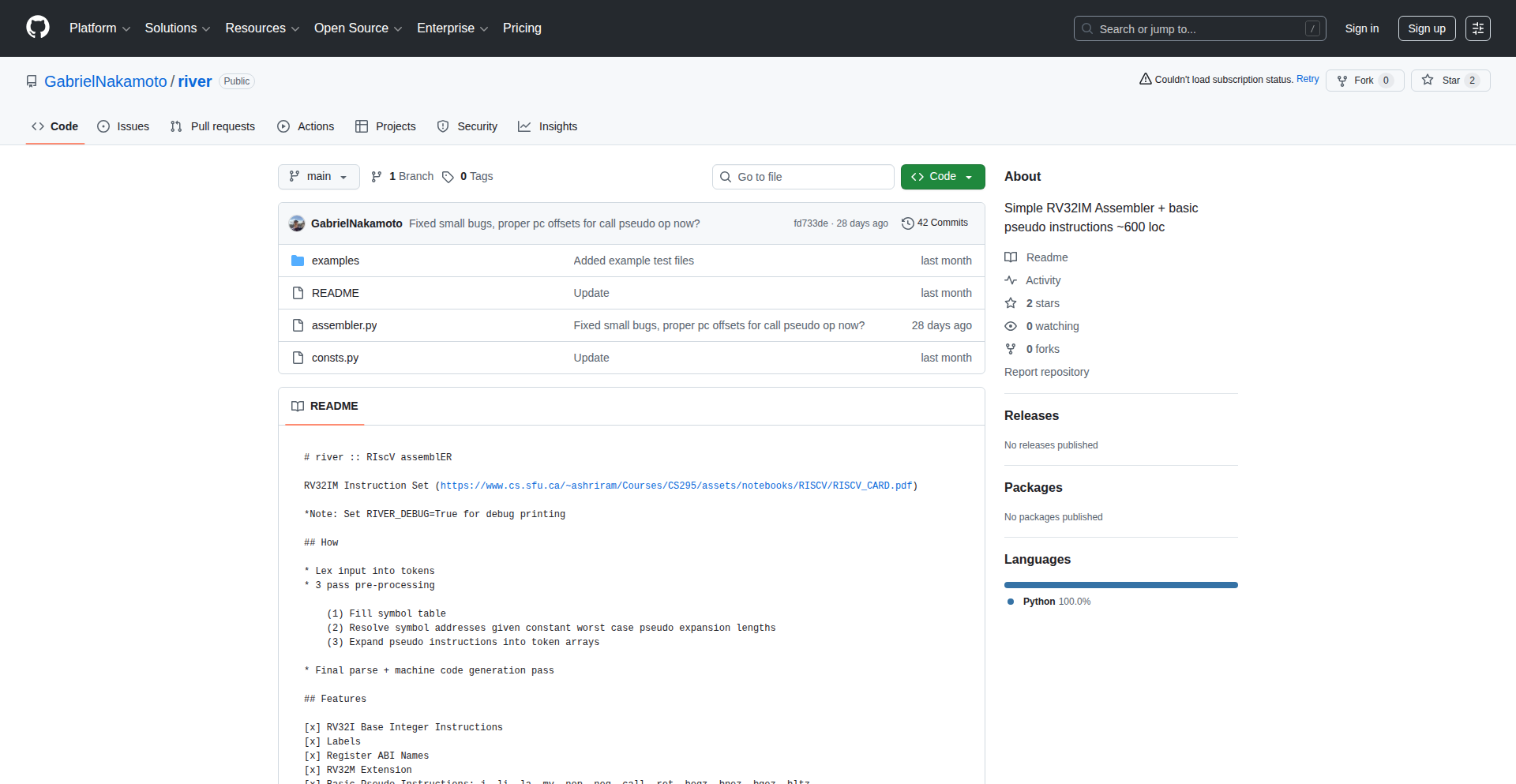 River RV32IM Assembler