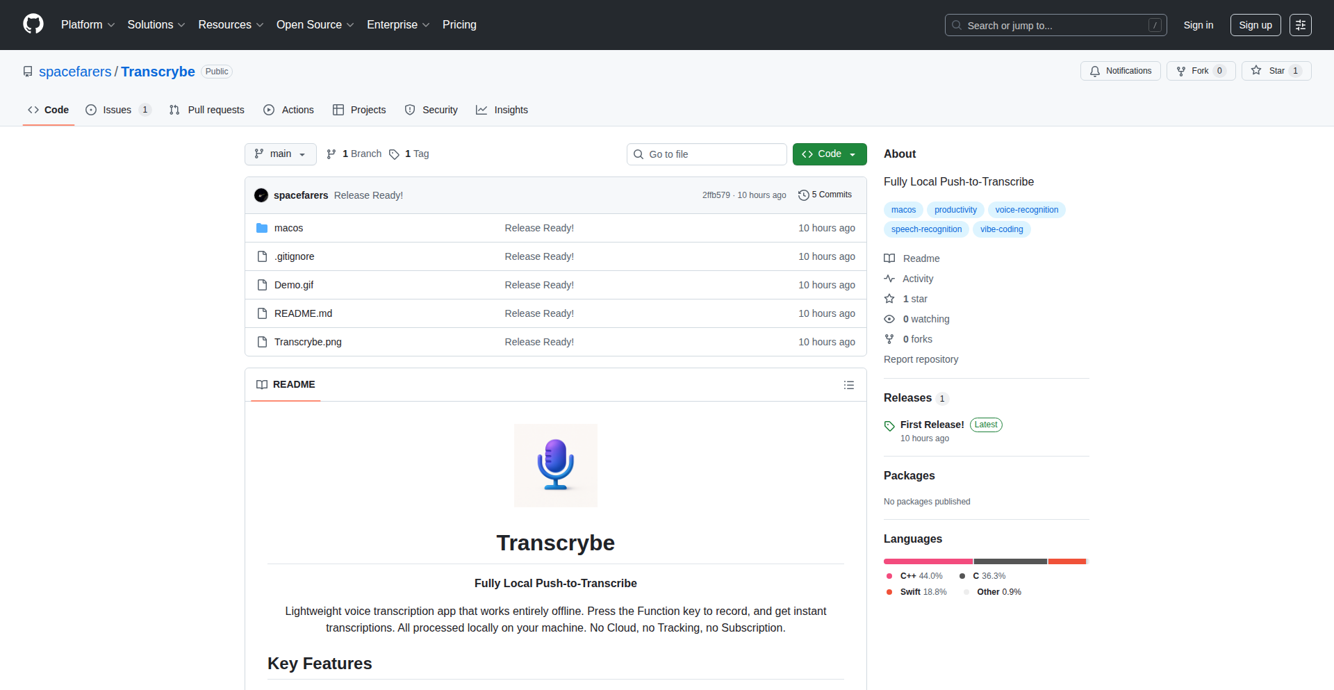 Transcrybe: ローカルAI音声認識