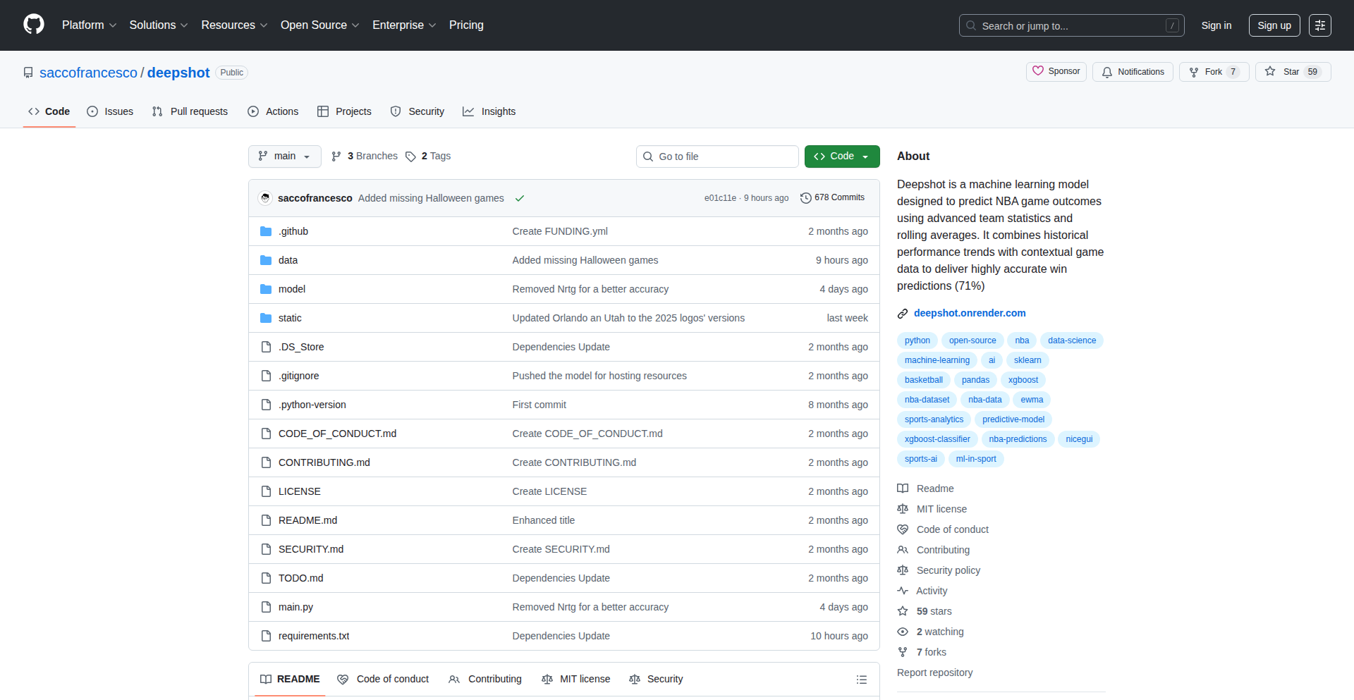 DeepShot - NBAゲーム予測エンジン