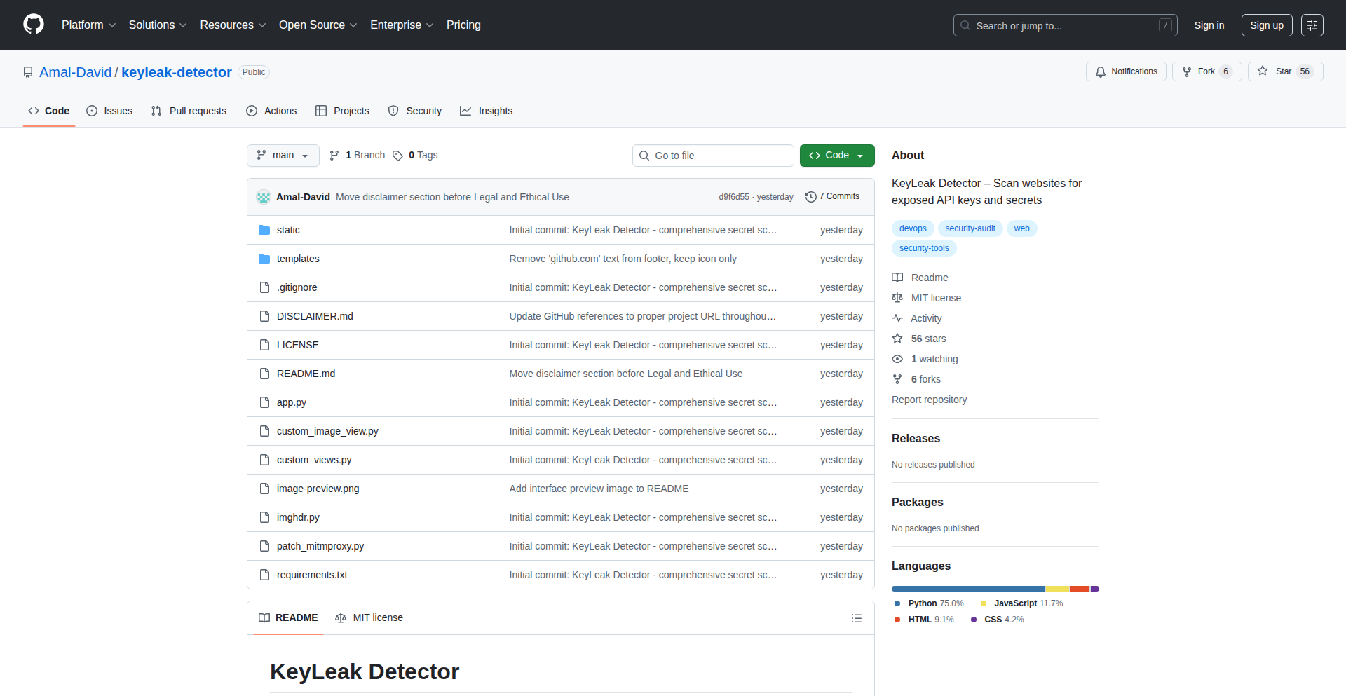 KeyLeak Detector - 密钥泄露探测器