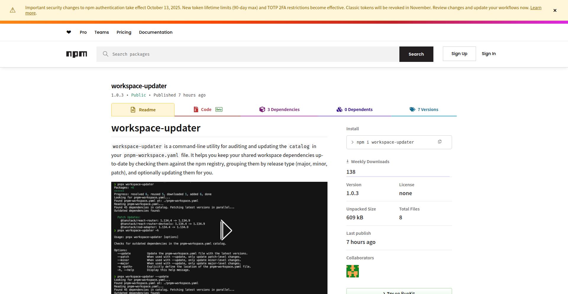 pnpm 工作空间快速更新 CLI