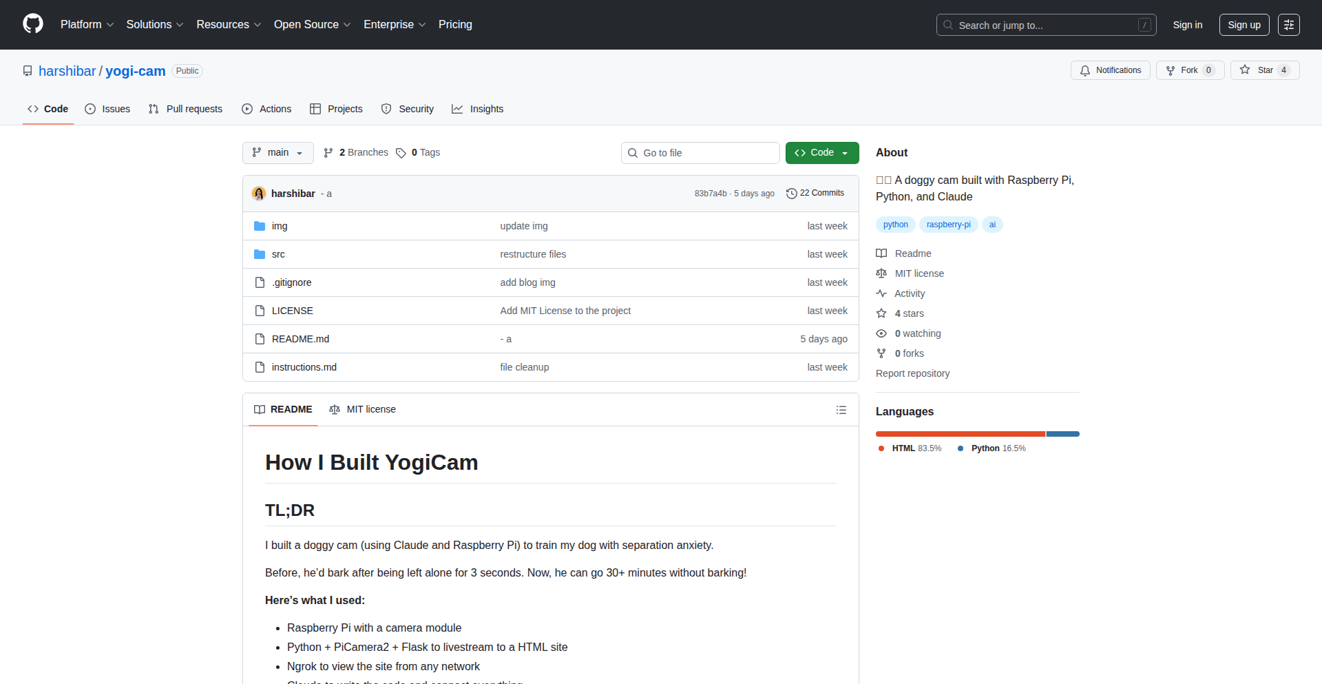 AI犬只行为训练相机