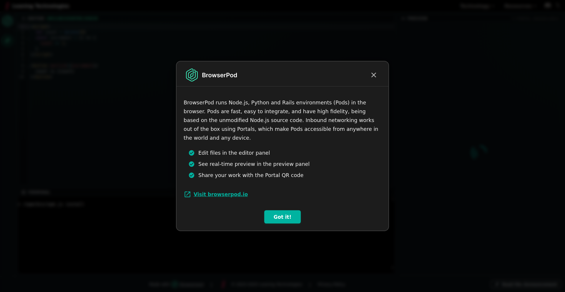 BrowserPod: 随身携带的云端 Node.js 沙盒