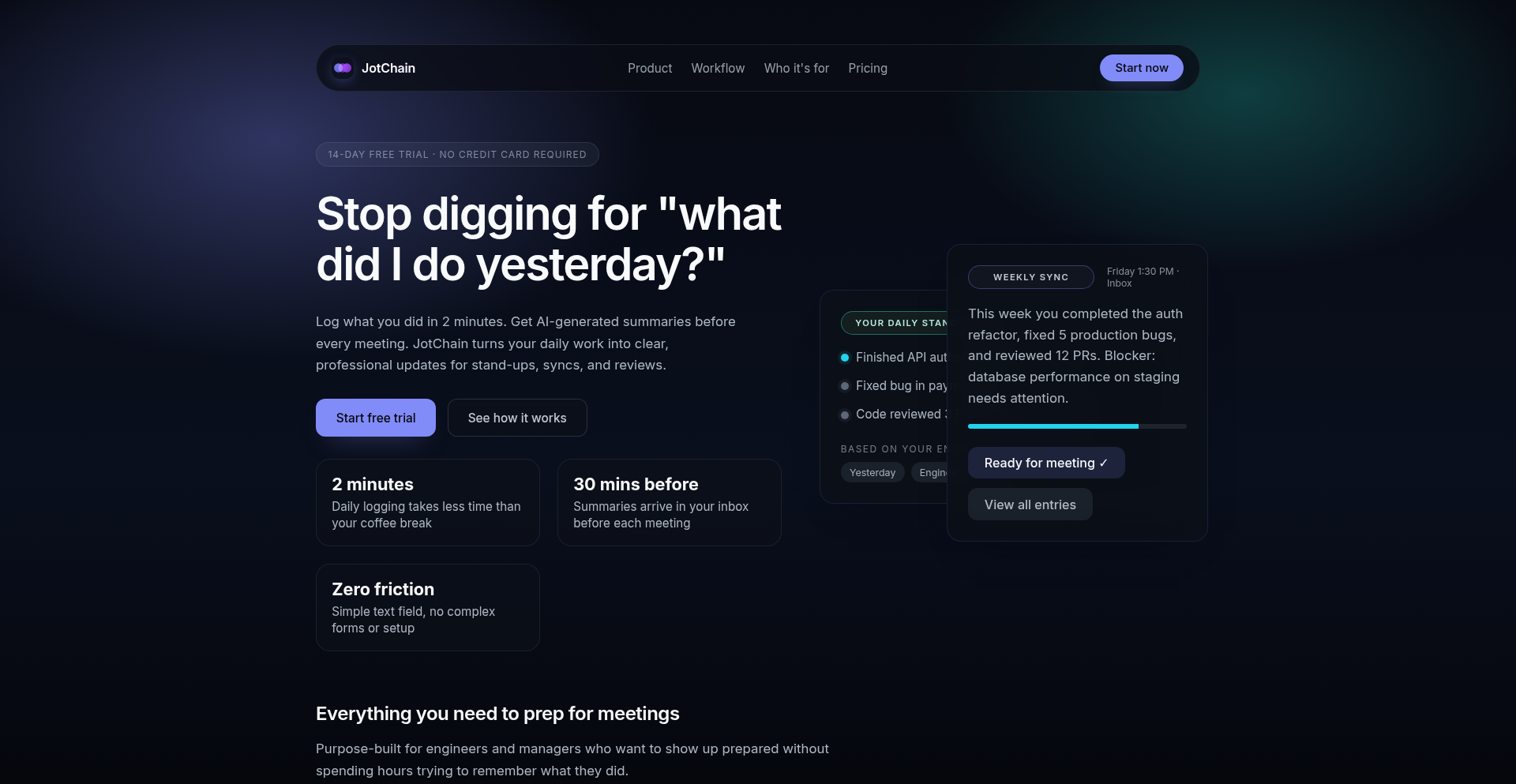 JotChain: AI驱动的智能工作笔记与总结
