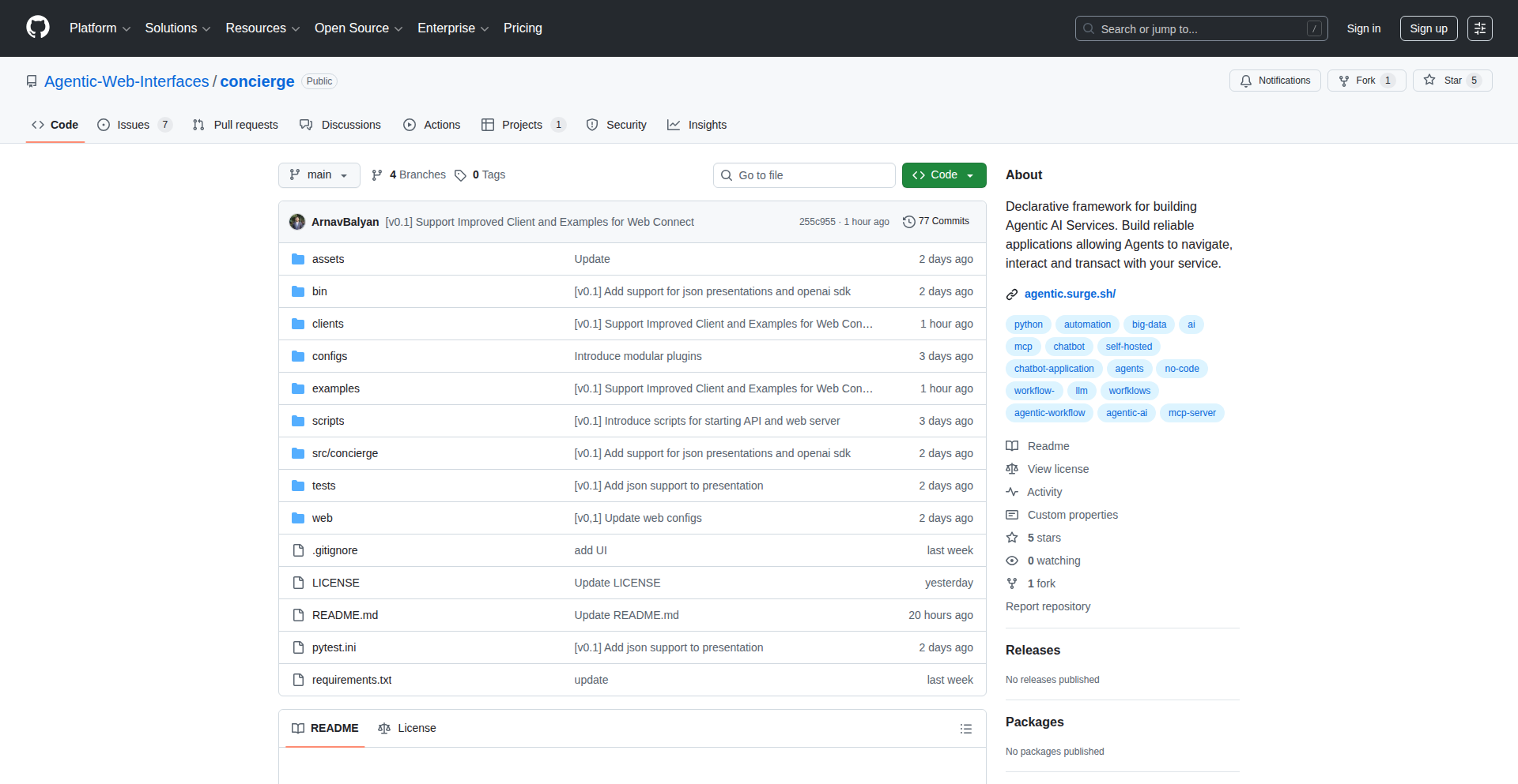 Concierge: Agentic Web Interface Framework