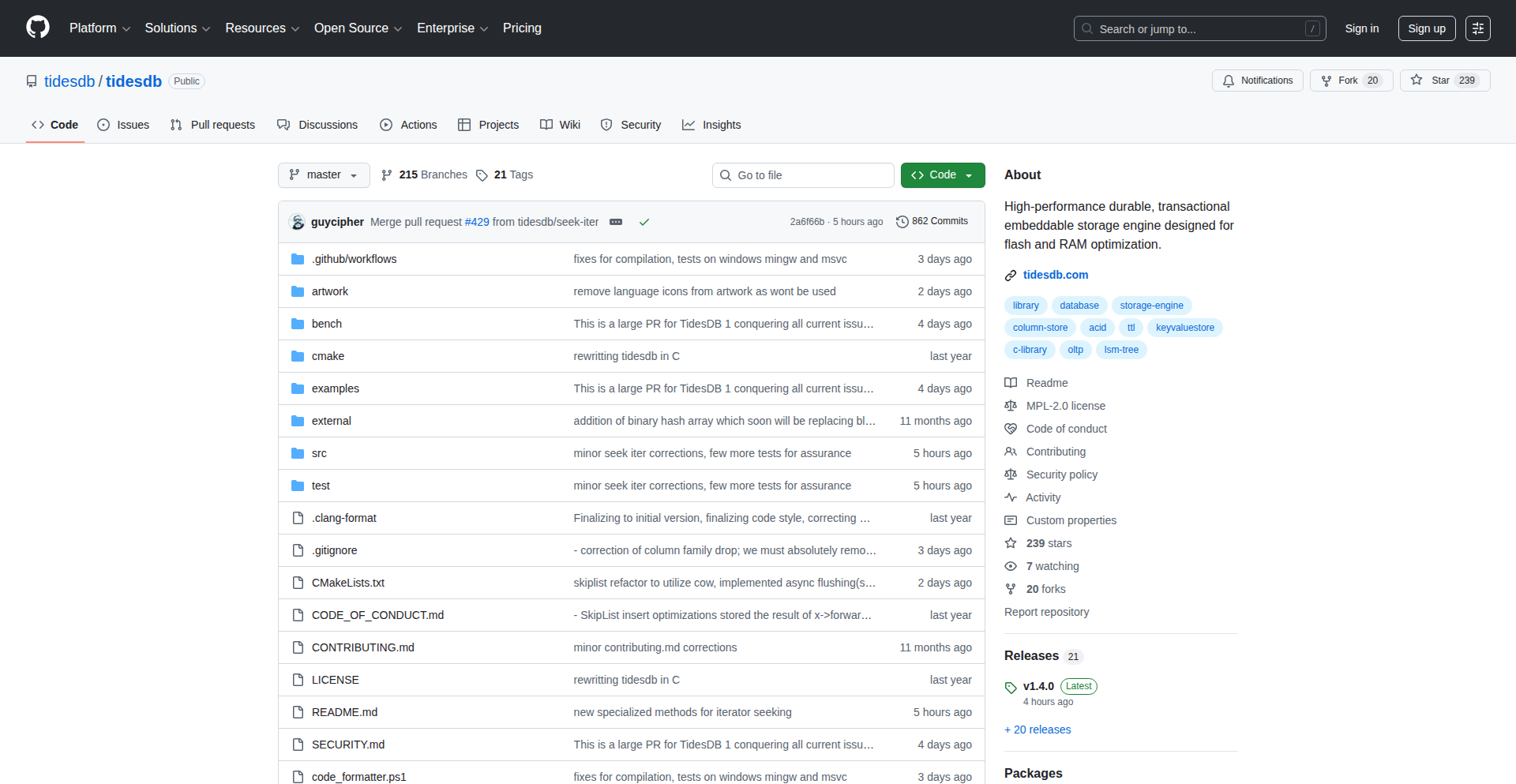 TidesDB: 高速・組み込み型LSMツリーキーバリューストア