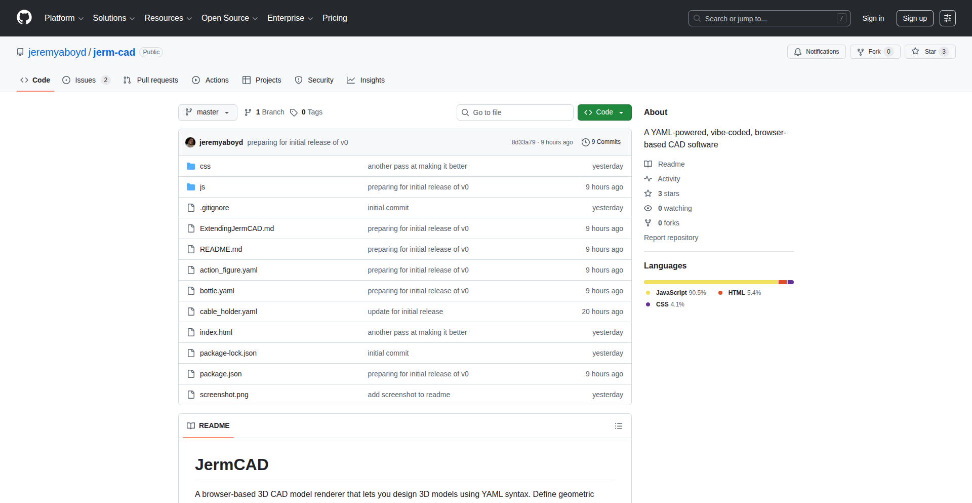 JermCAD: YAML駆動のビジュアルコーディングCAD