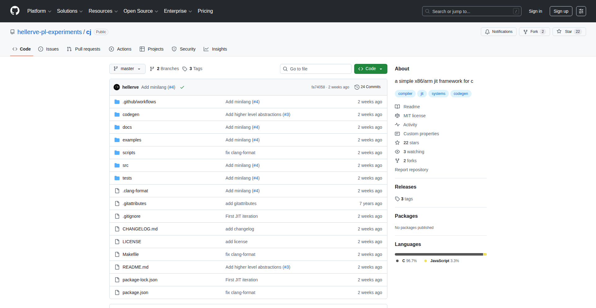 Cj: 自动生成的JIT汇编器