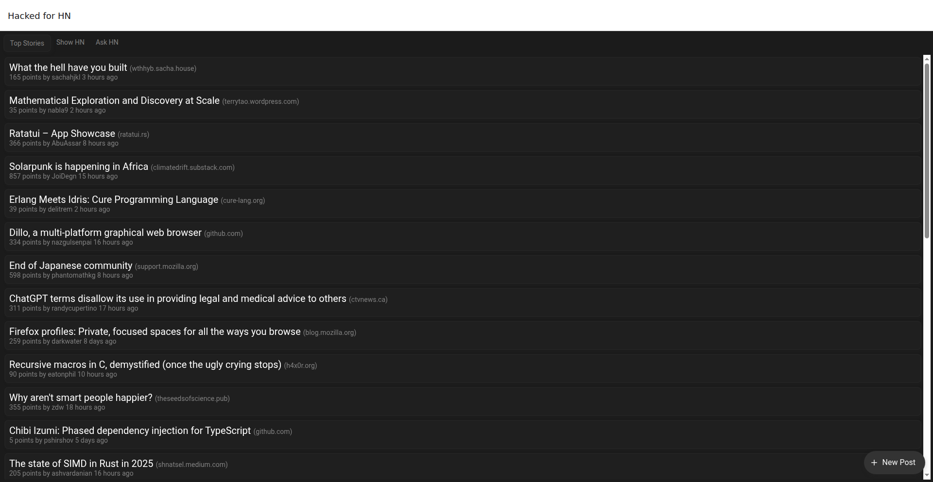 Hacked for HN: HN記事ハックツール