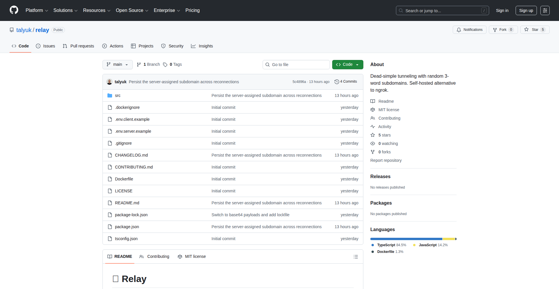 Relay: Memorable Self-Hosted Tunnels