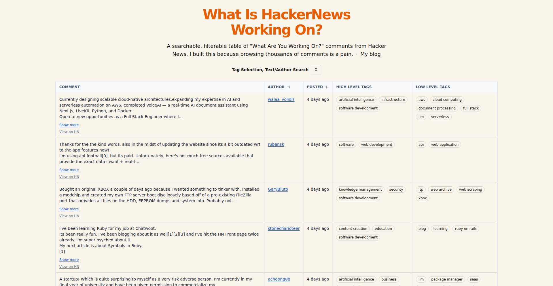 Hacker News Project Explorer