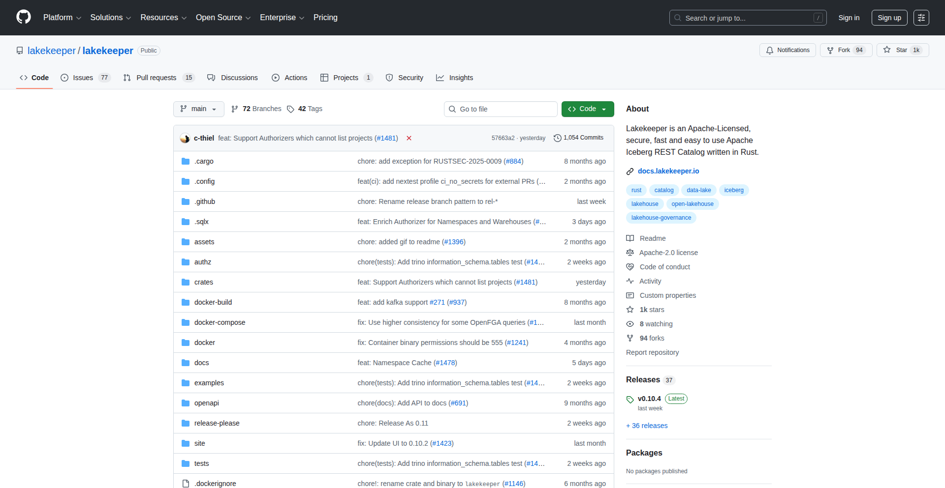 Lakekeeper: Rust製 Iceberg REST カタログ